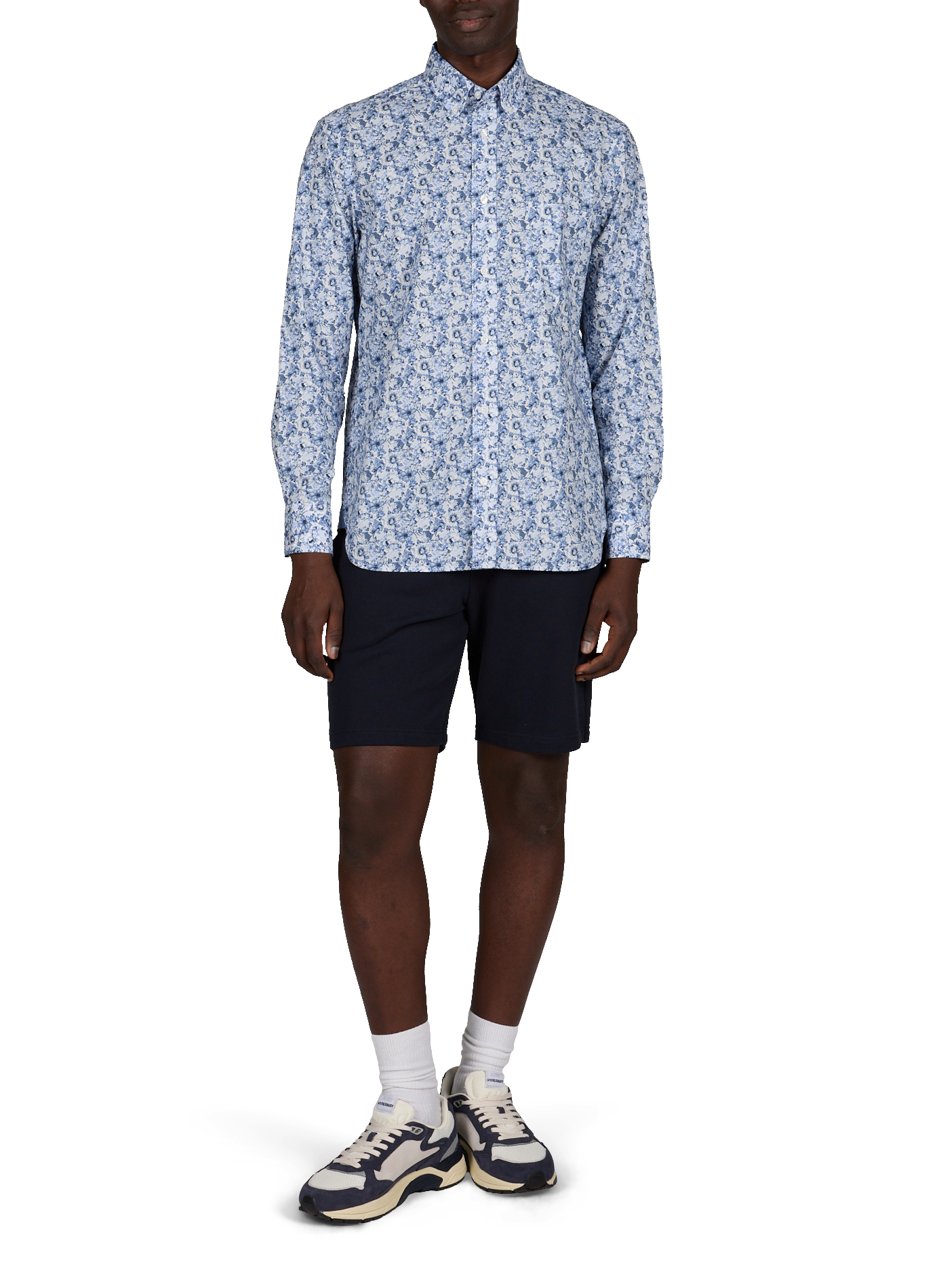 Chemise droite imprimée en coton EDEN PARK Bleu