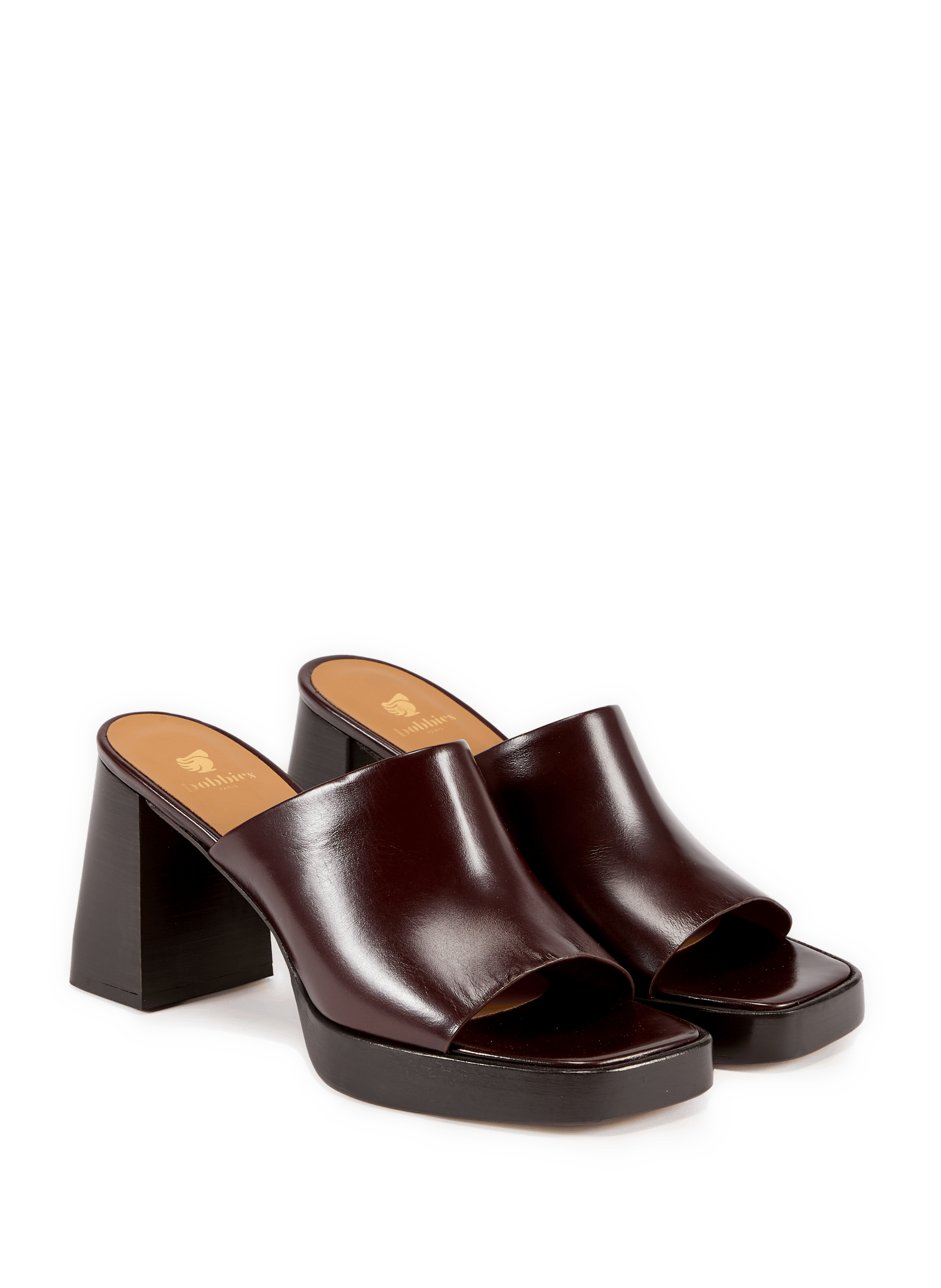 Renata leather high heel mules BOBBIES Brown