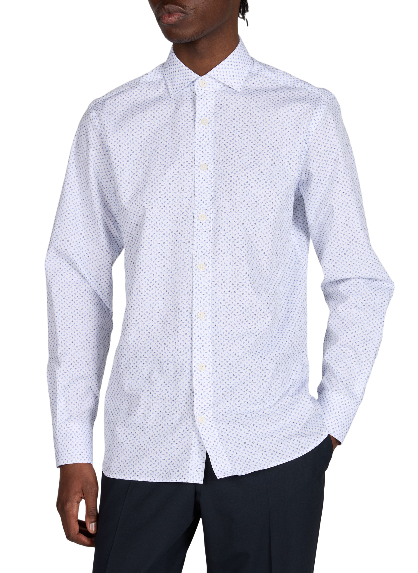 Chemise ajustée à fleurs en coton HACKETT Bleu