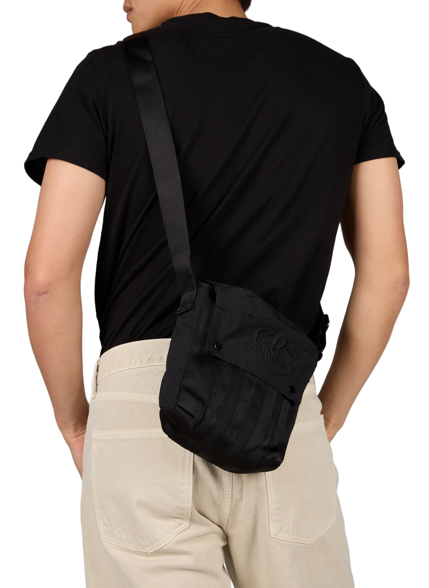 Sac à bandoulière broderie logo CP COMPANY Noir