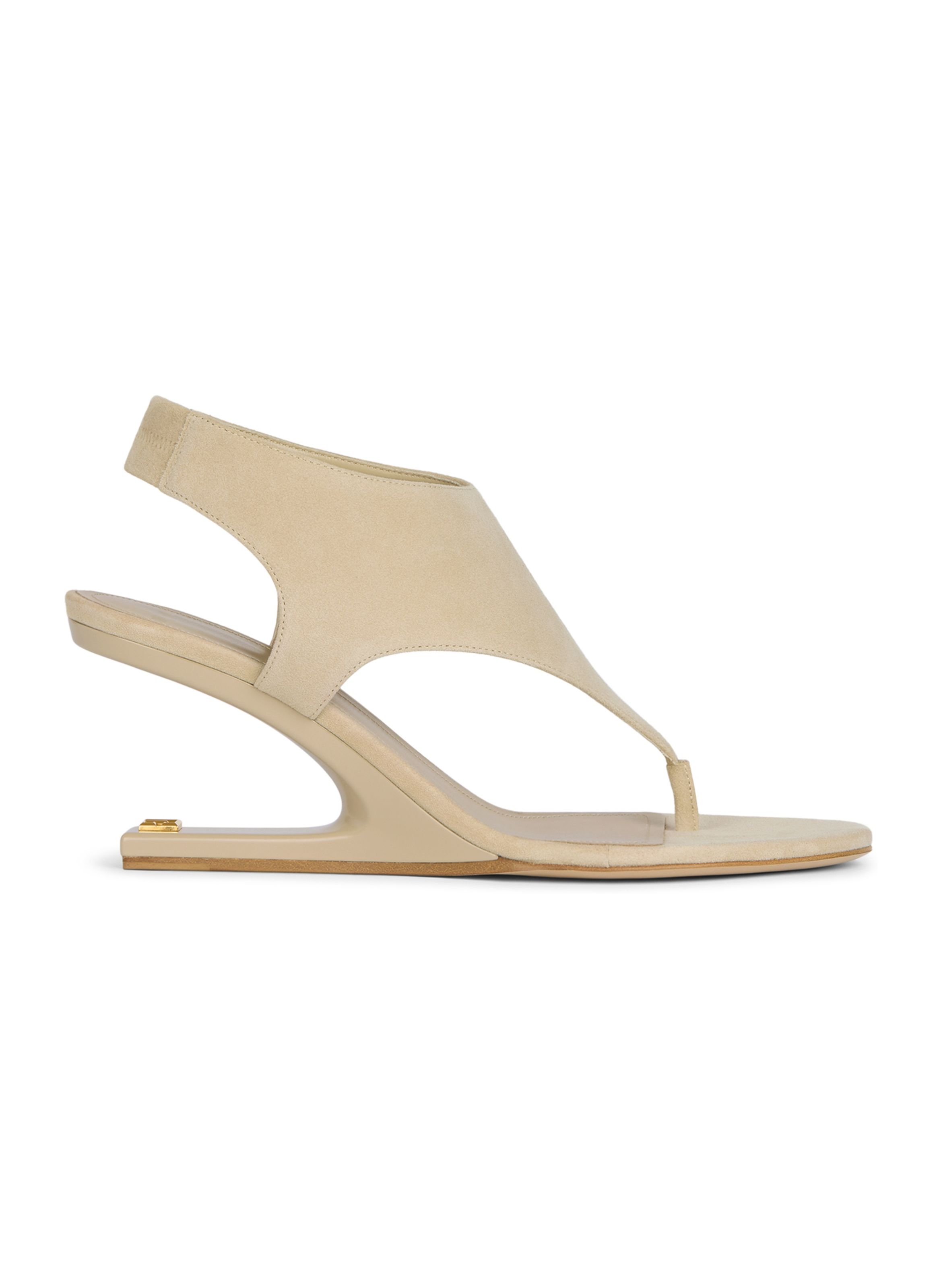 Sandales no wedge en cuir suédé BALMAIN Beige