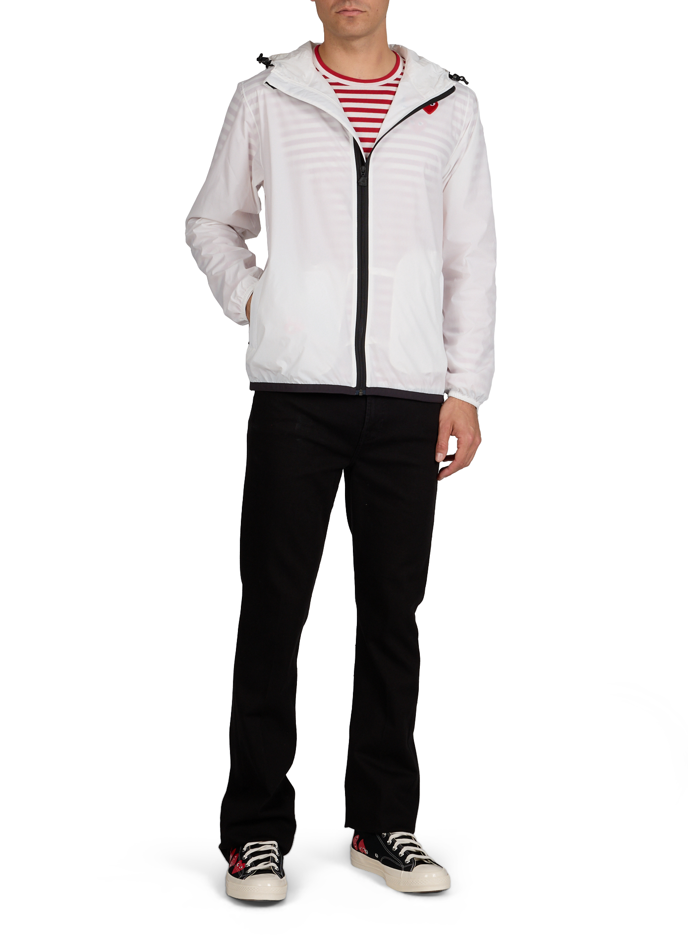 Veste à capuche imperméable COMME DES GARCONS PLAY Blanc