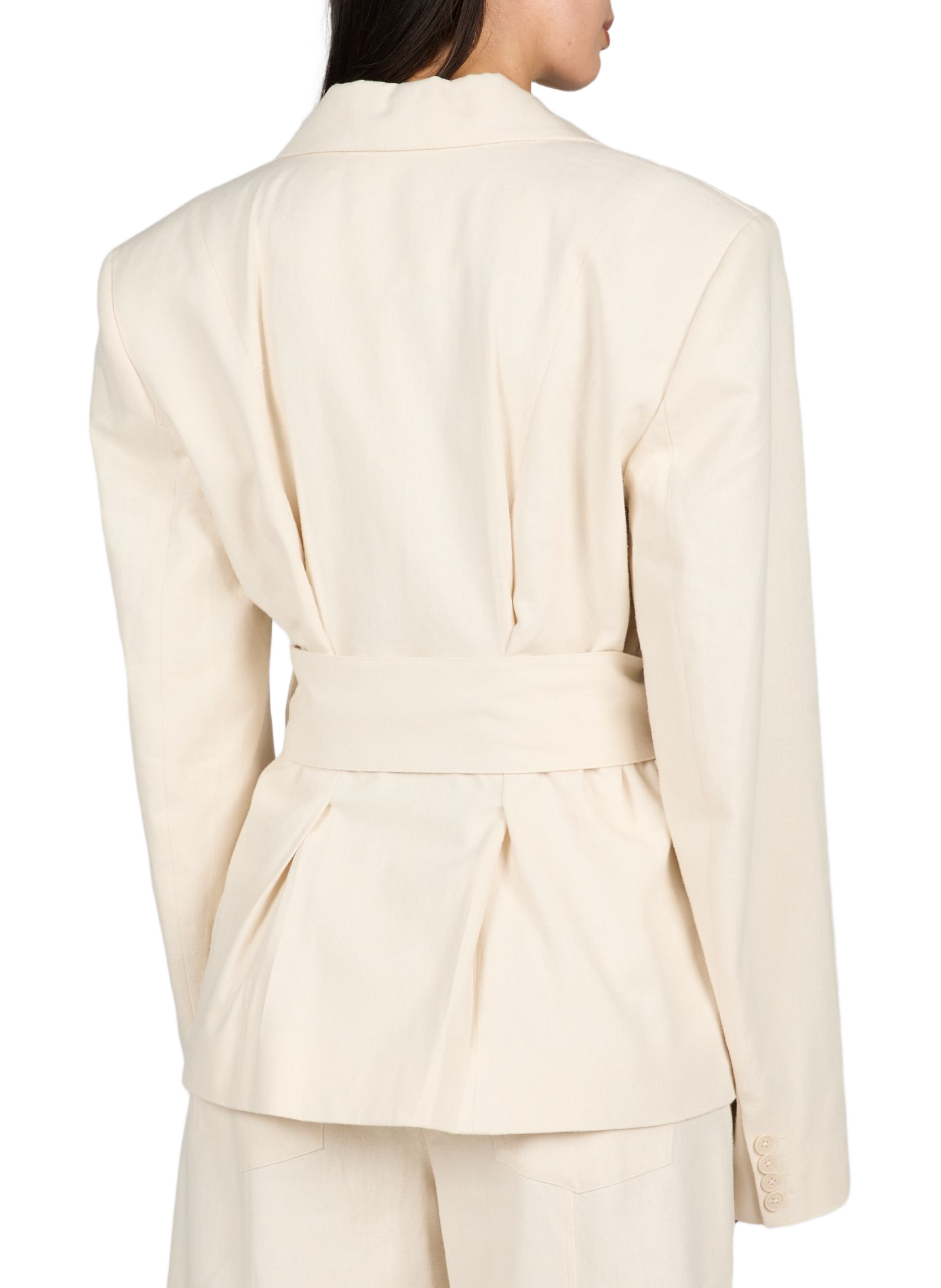 Blazer with linen and cotton belt detail ROTATE Beige