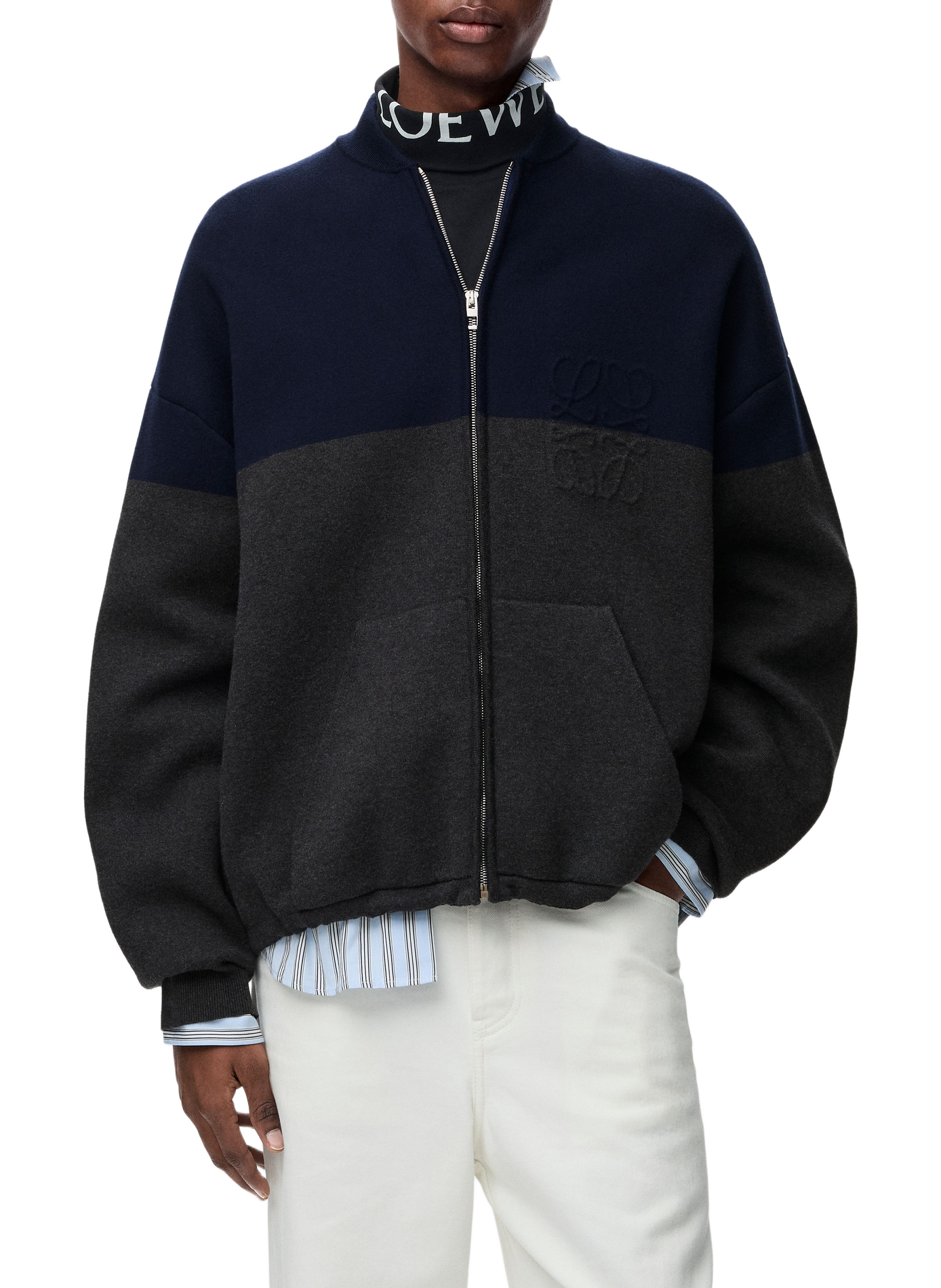 Double-faced cotton zip-up cardigan LOEWE Multicolour