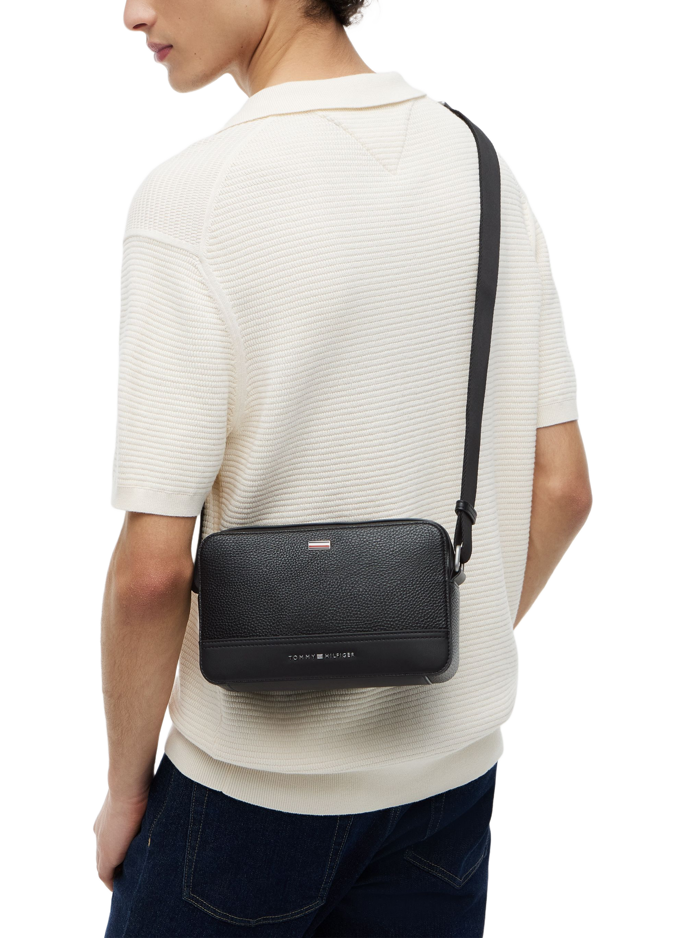 Sac texturé à bandoulière réglable TOMMY HILFIGER Noir