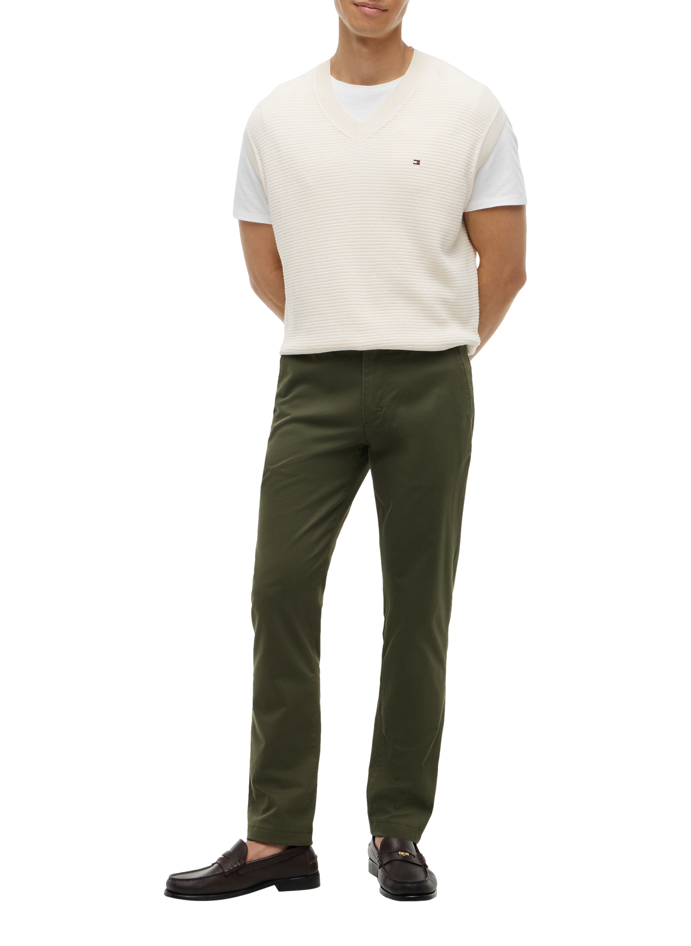 Gerader Chino-Hose aus Baumwollmischung TOMMY HILFIGER Khaki