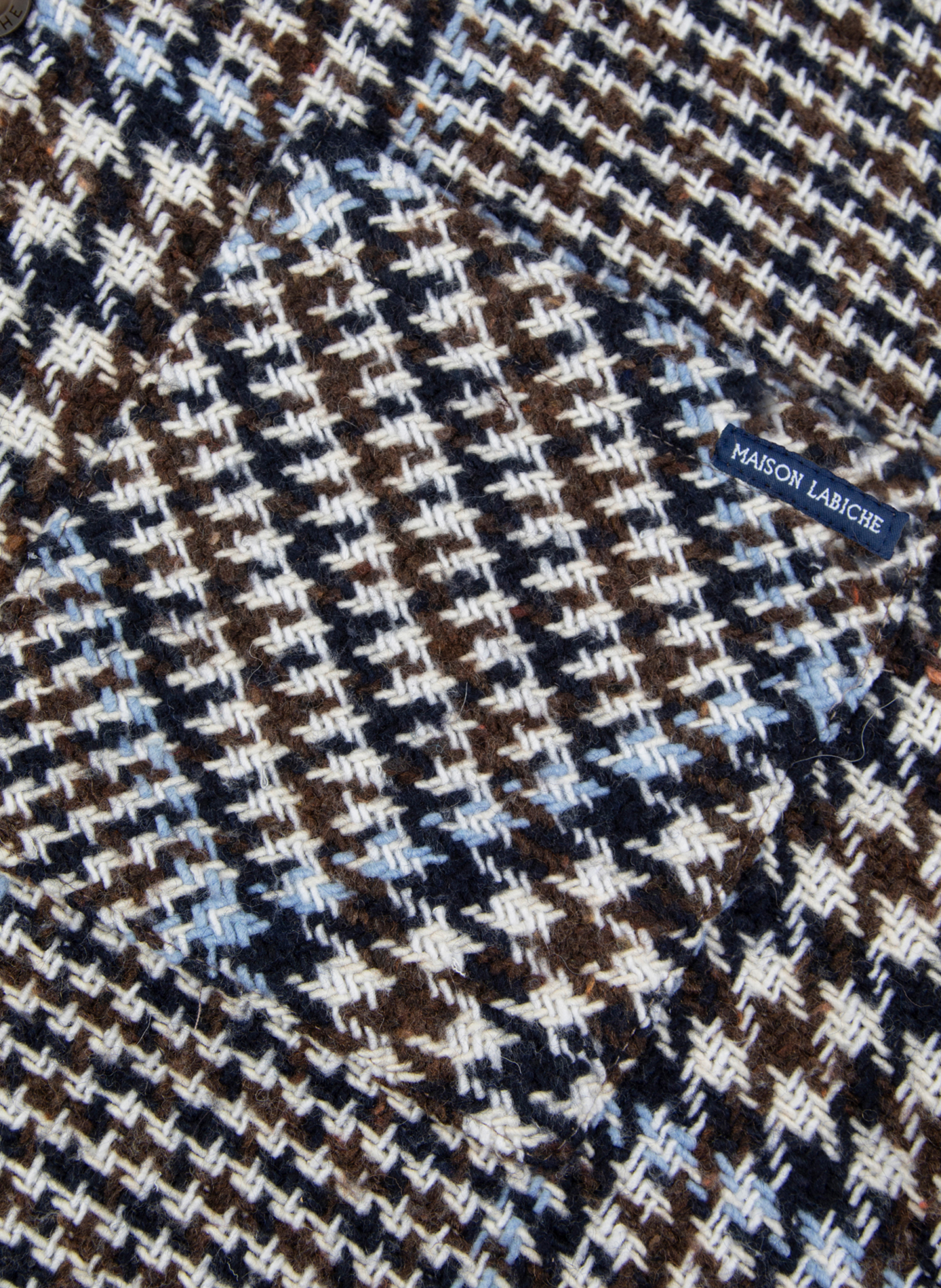 Straight shirt with classic collar in houndstooth pattern MAISON LABICHE Blue