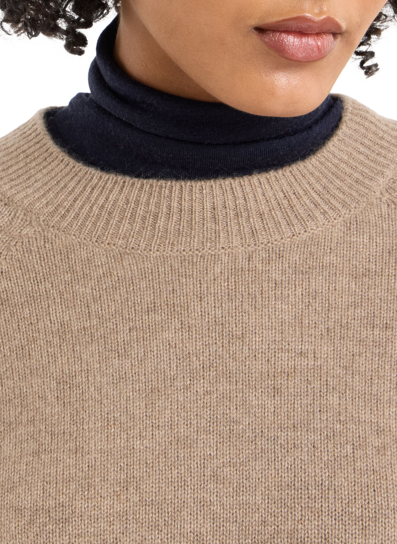 Cashmere round neck straight cut sweater SAISON 1865 Brown