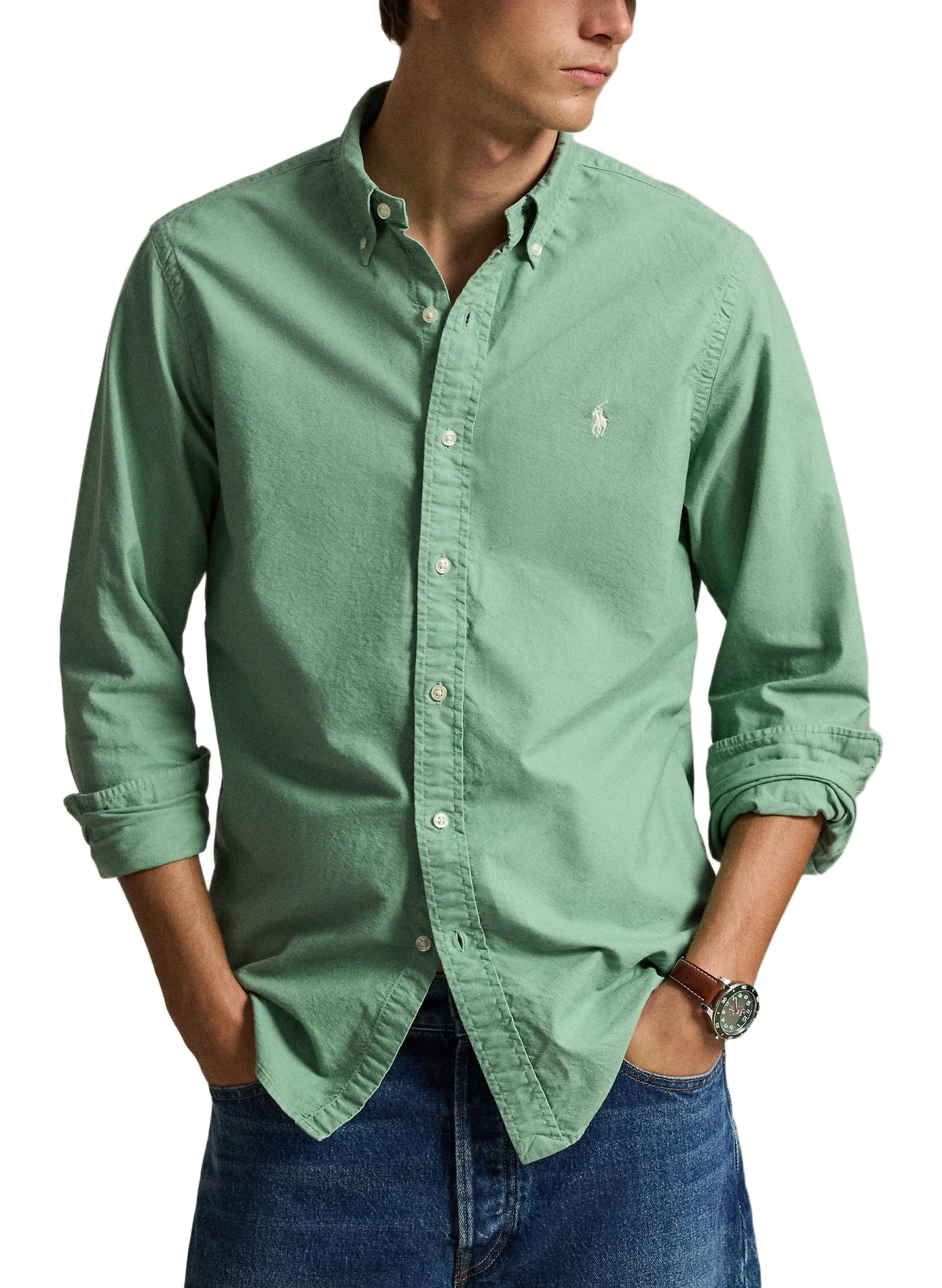 Chemise à manches longues en coton  | Bleu POLO RALPH LAUREN Homme