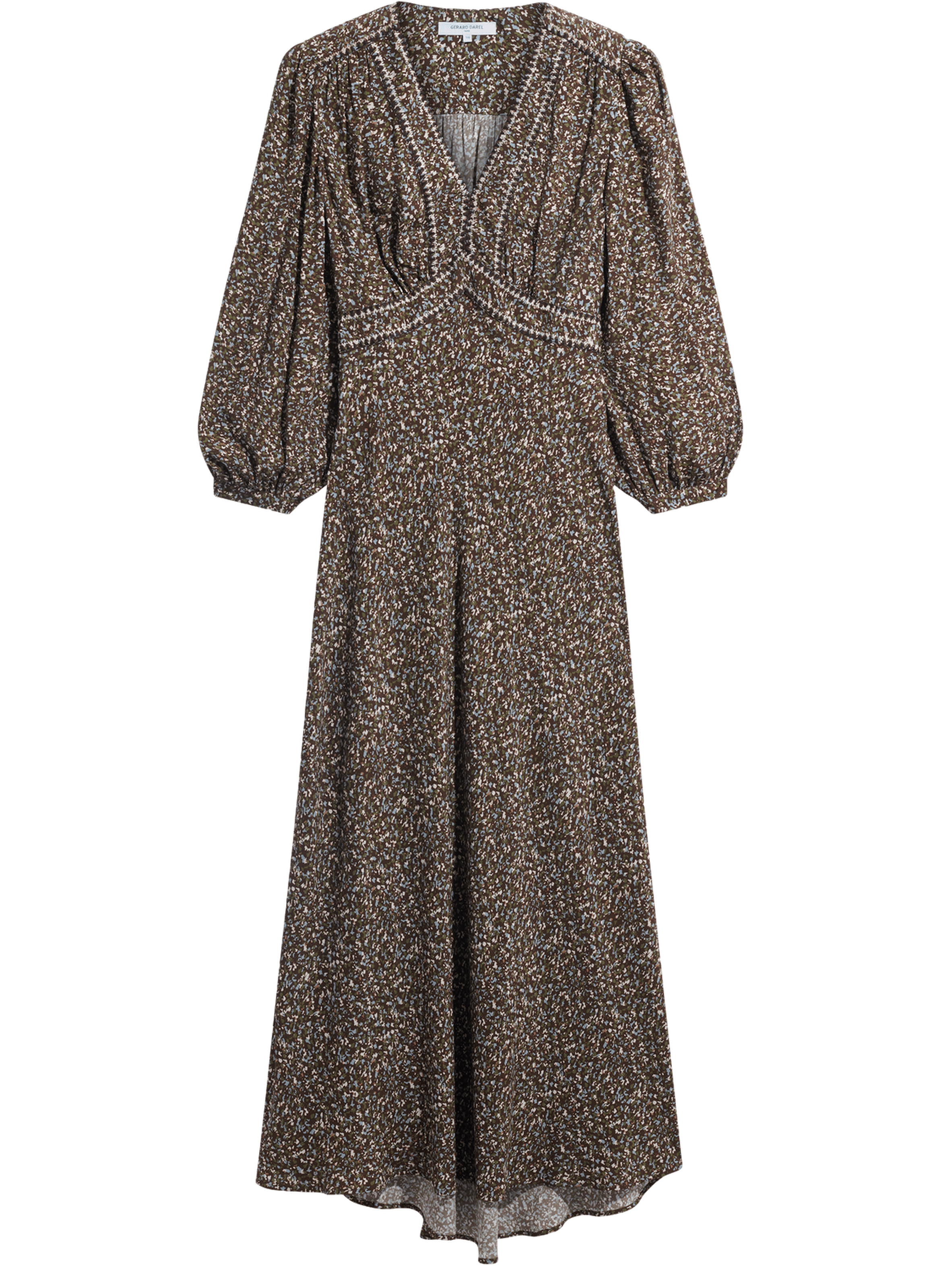 Robe longue cintrée imprimée - caryl GERARD DAREL Vert