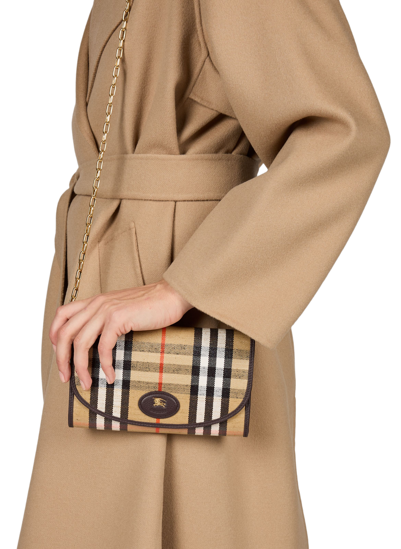 Borsa a tracolla con logo BURBERRY Beige