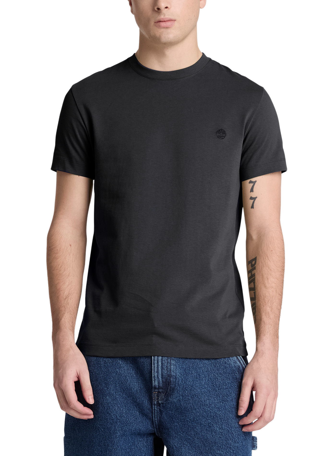 Straight T-shirt with embroidered logo in cotton TIMBERLAND Black
