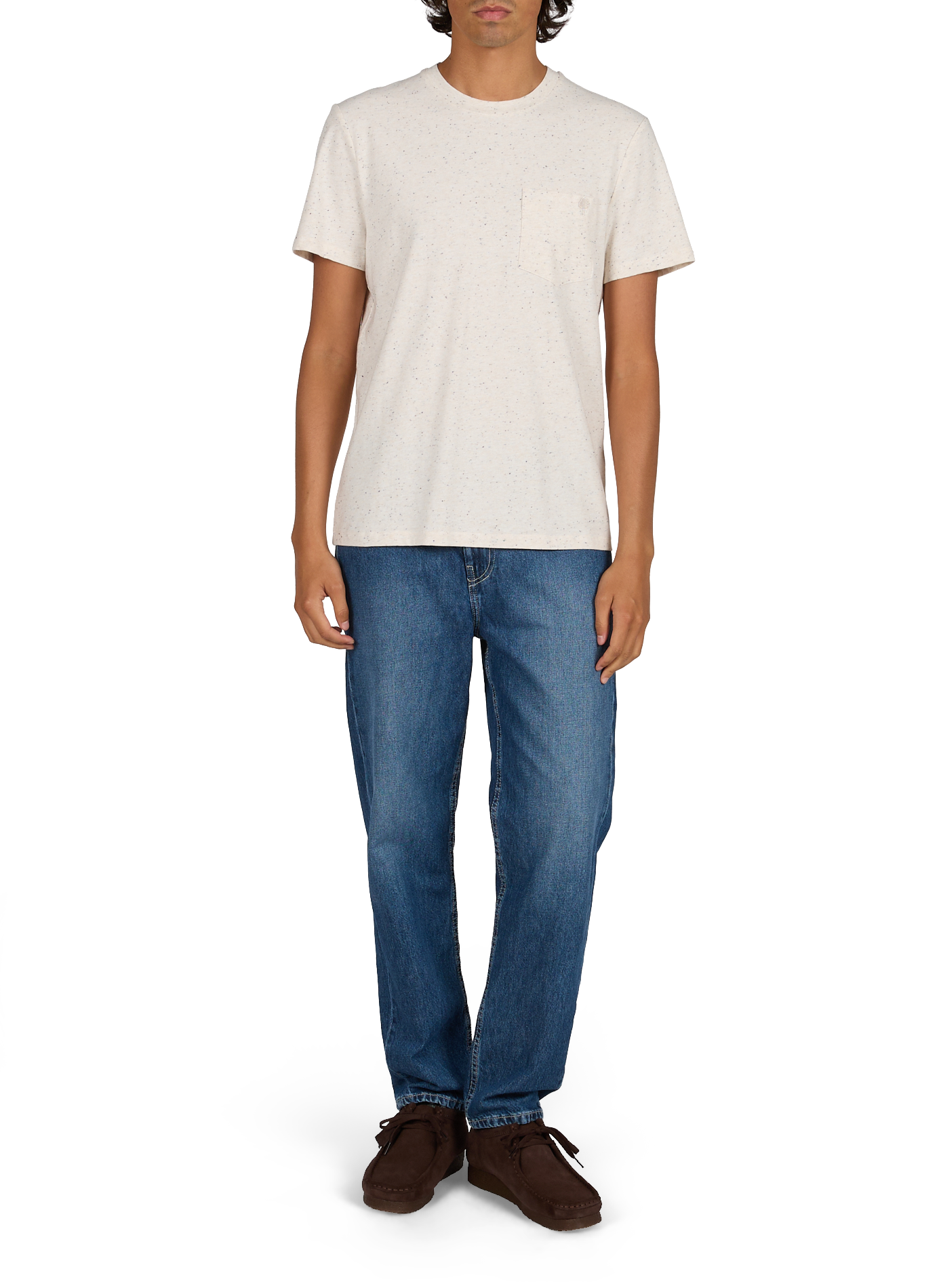 Straight fit round neck speckled t-shirt FAGUO Beige