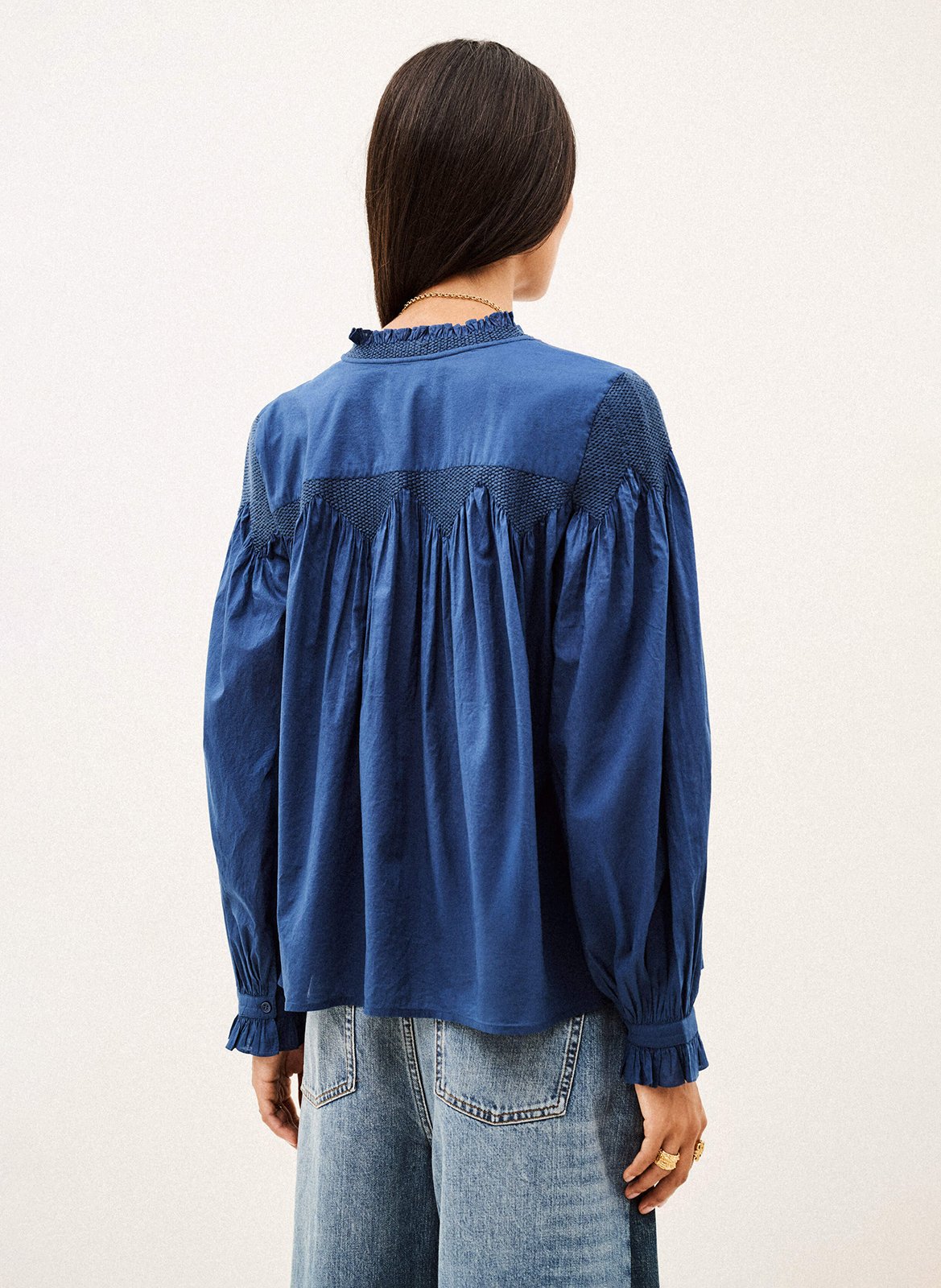 Chemise ample à broderie en coton tonia BA&SH Bleu