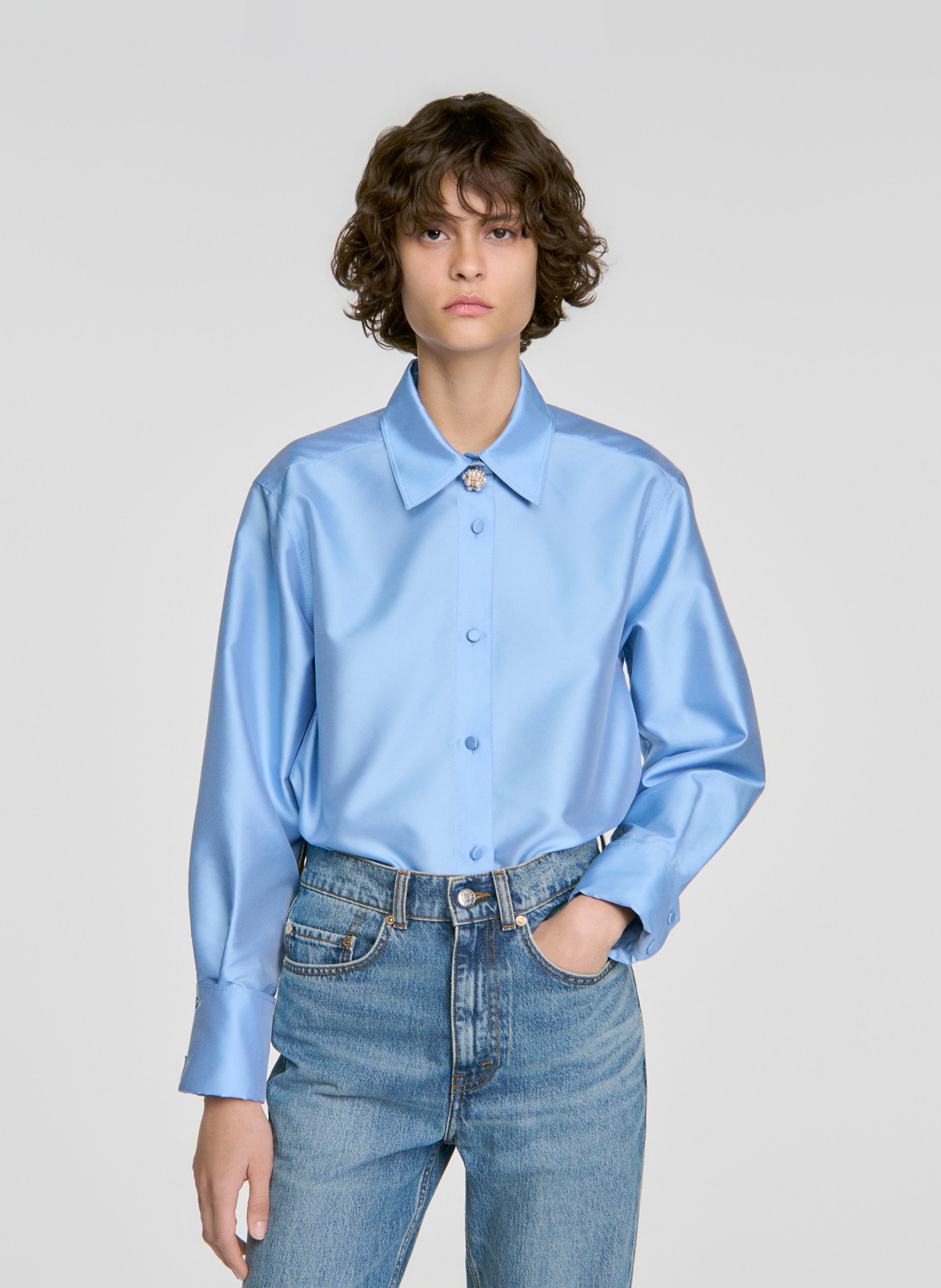 Chemise droite col classique SANDRO Bleu