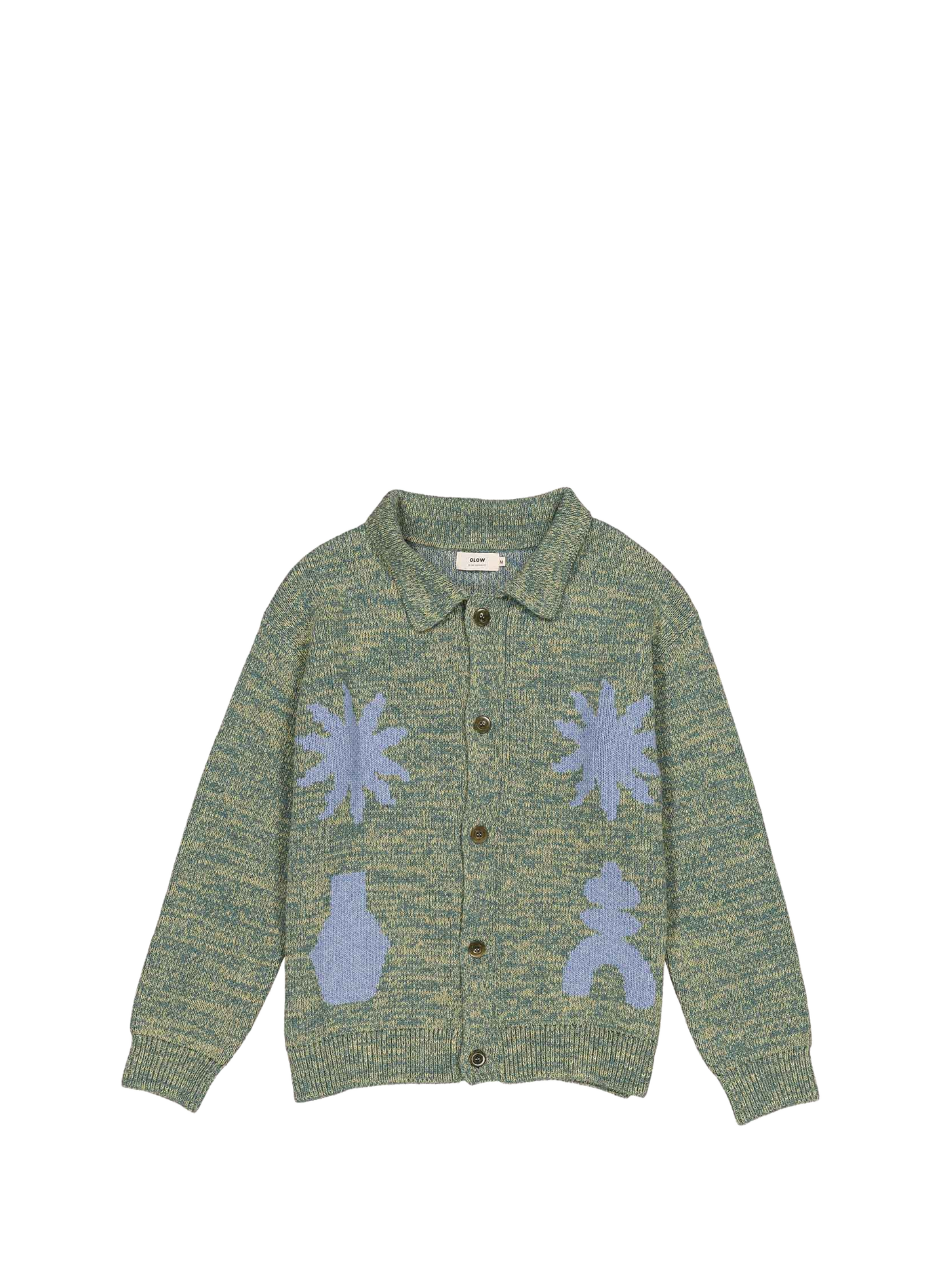 Gilet col classique en laine mélangée OLOW Vert