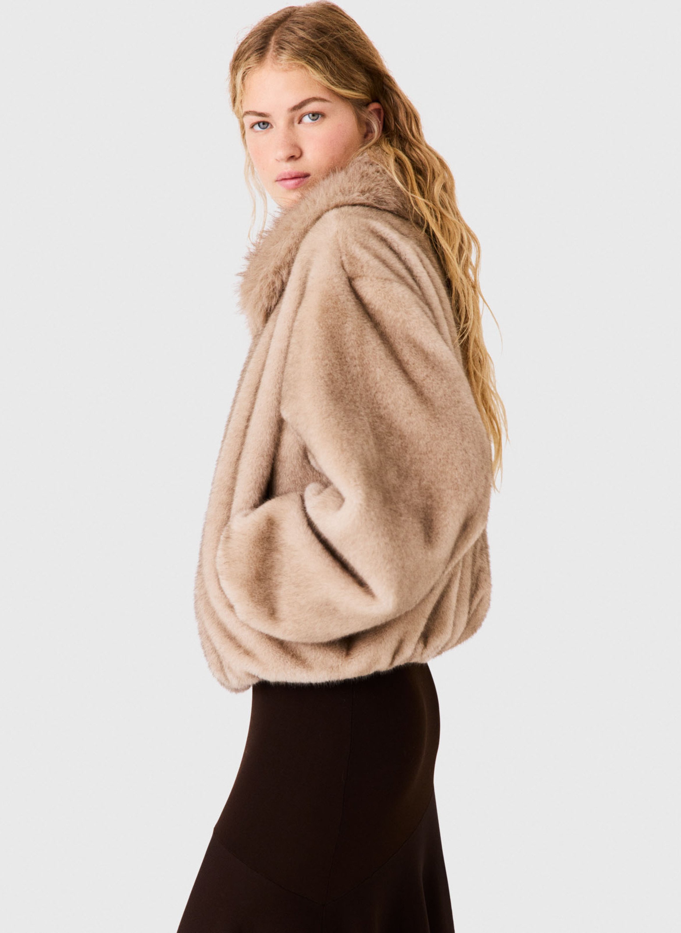 Veste oversize effet fourrure MAJE Beige