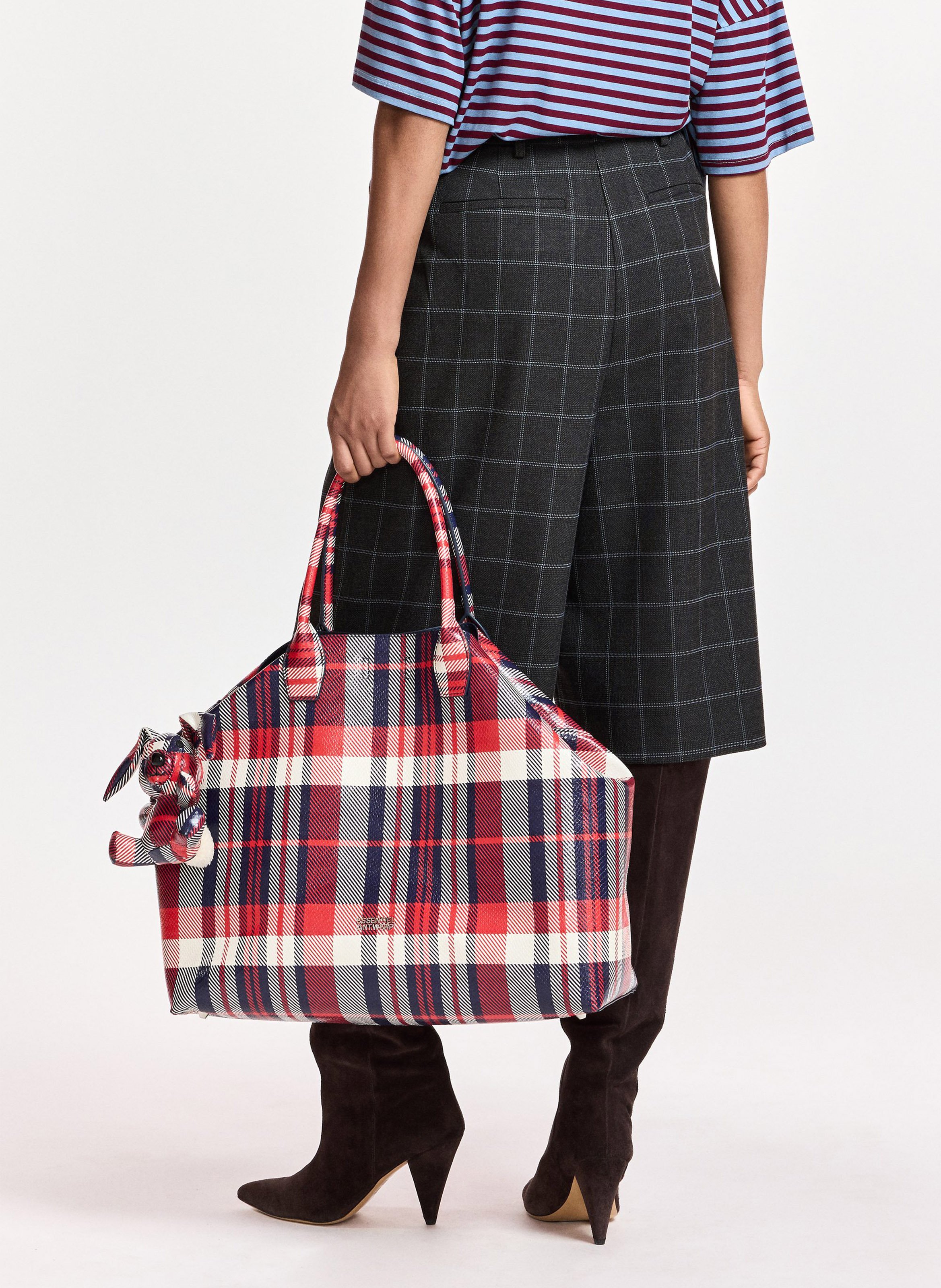Sac cabas à carreaux konstantin ESSENTIEL ANTWERP Rouge