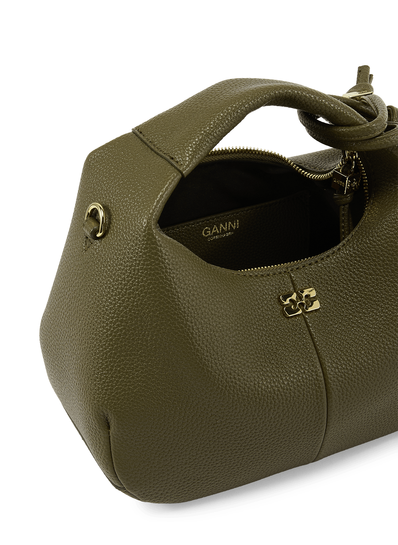 Sac à main Hobo grainé GANNI Kaki