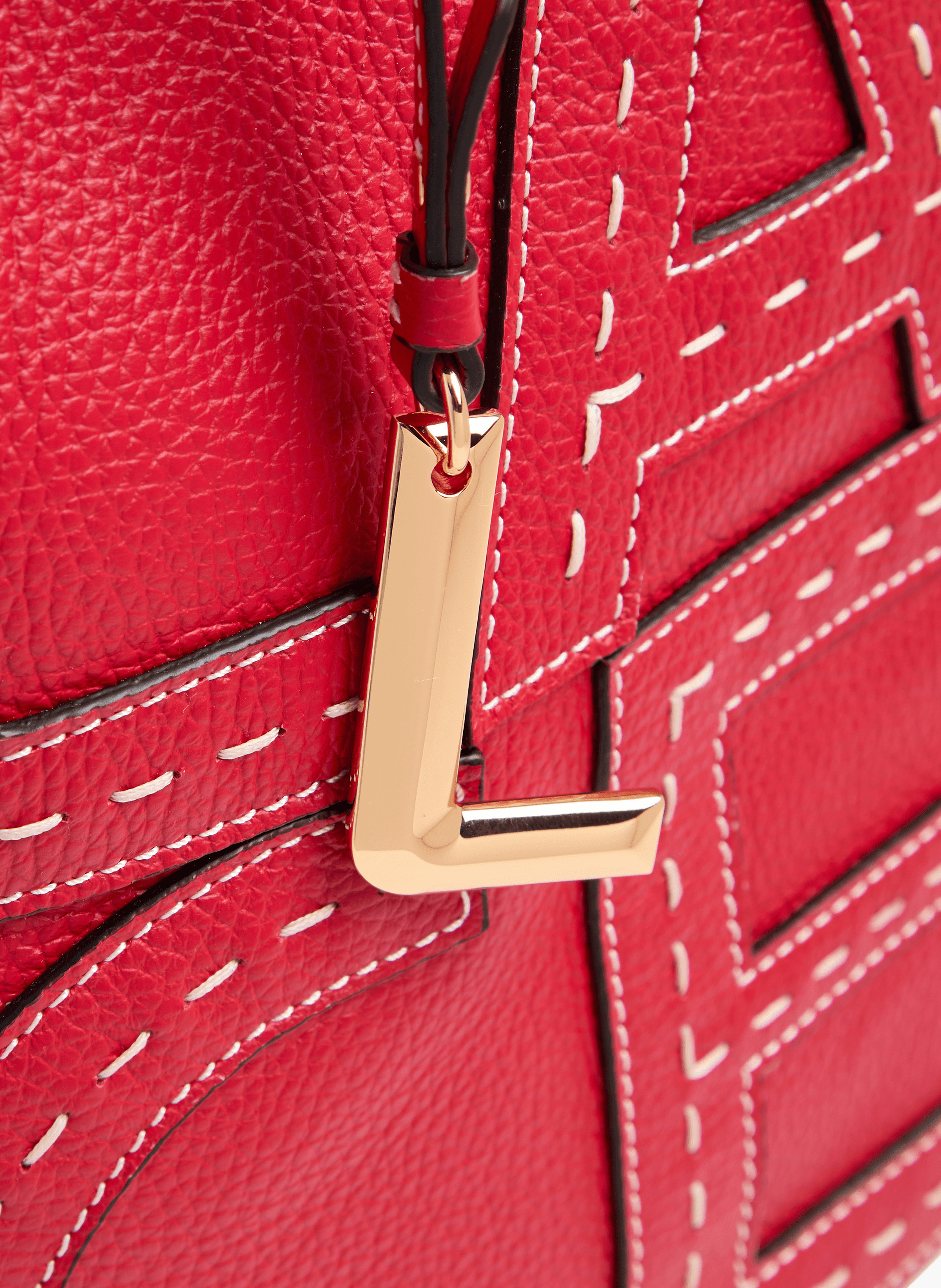 Sac seau premier flirt de lancel en animation 150y maxi lettres : cuir de vachette graine LANCEL Rouge