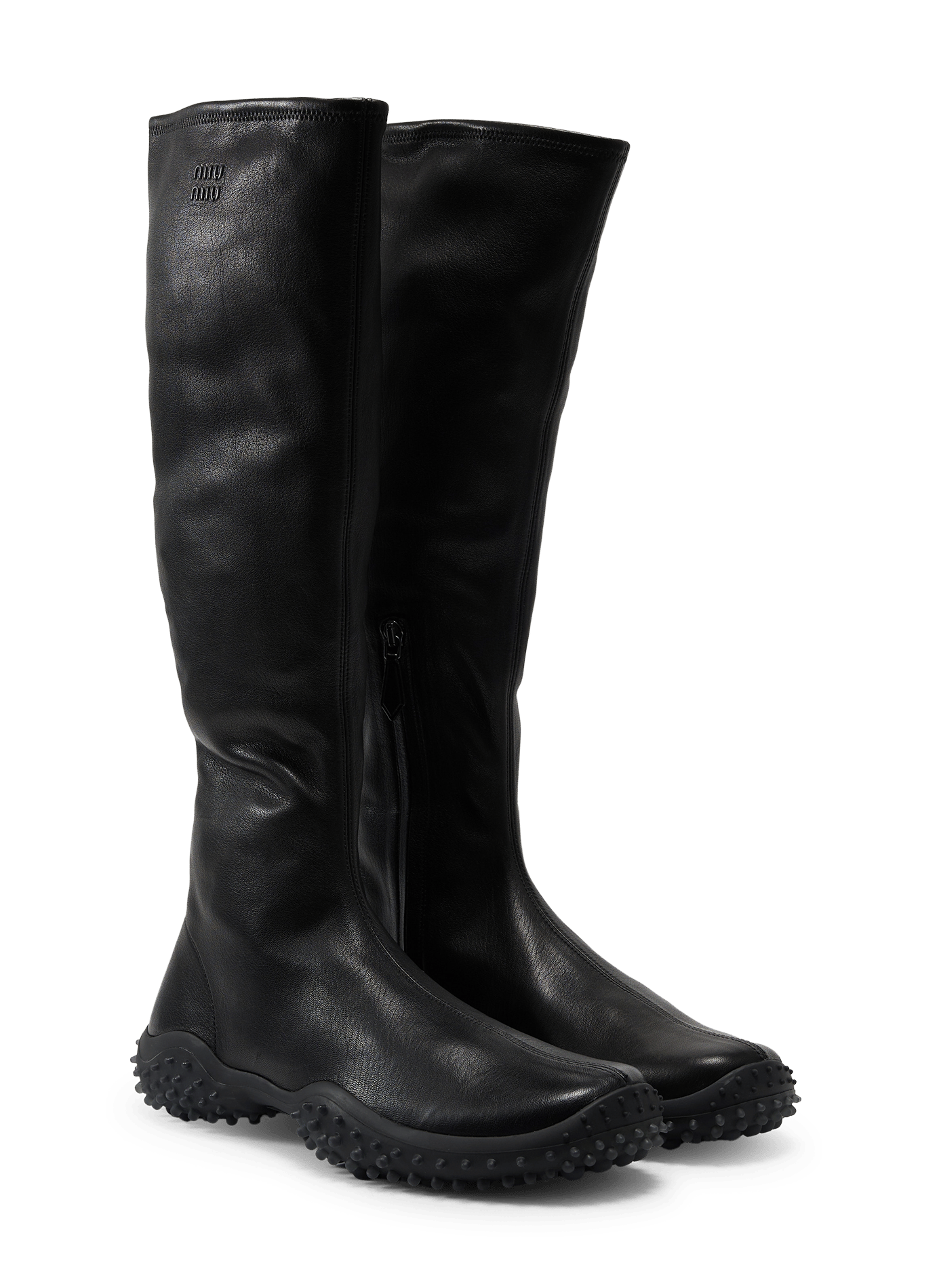 Bottes en cuir nappa stretch MIU MIU Noir