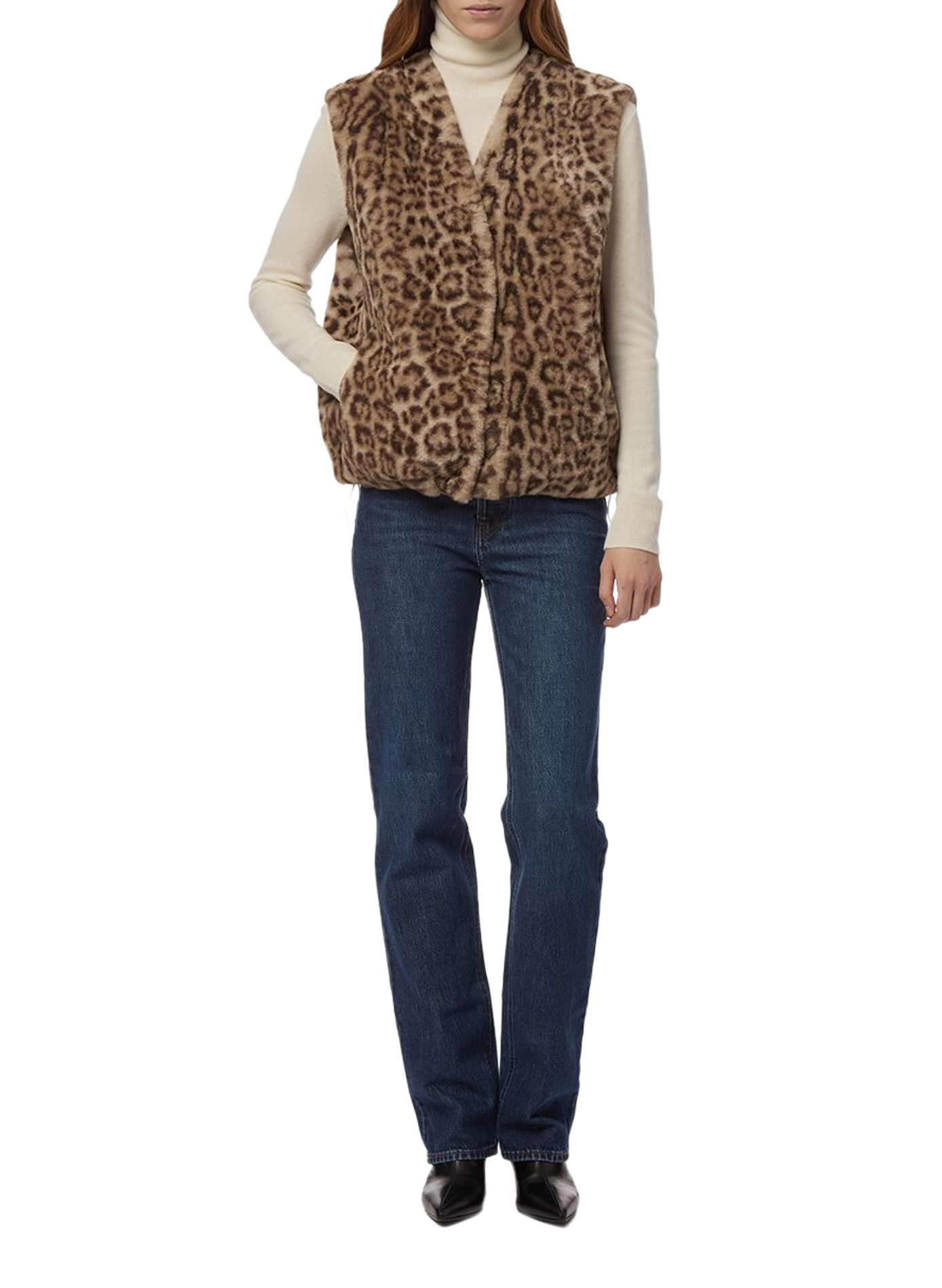 Oversized sleeveless V-neck jacket | Brown APPARIS Women