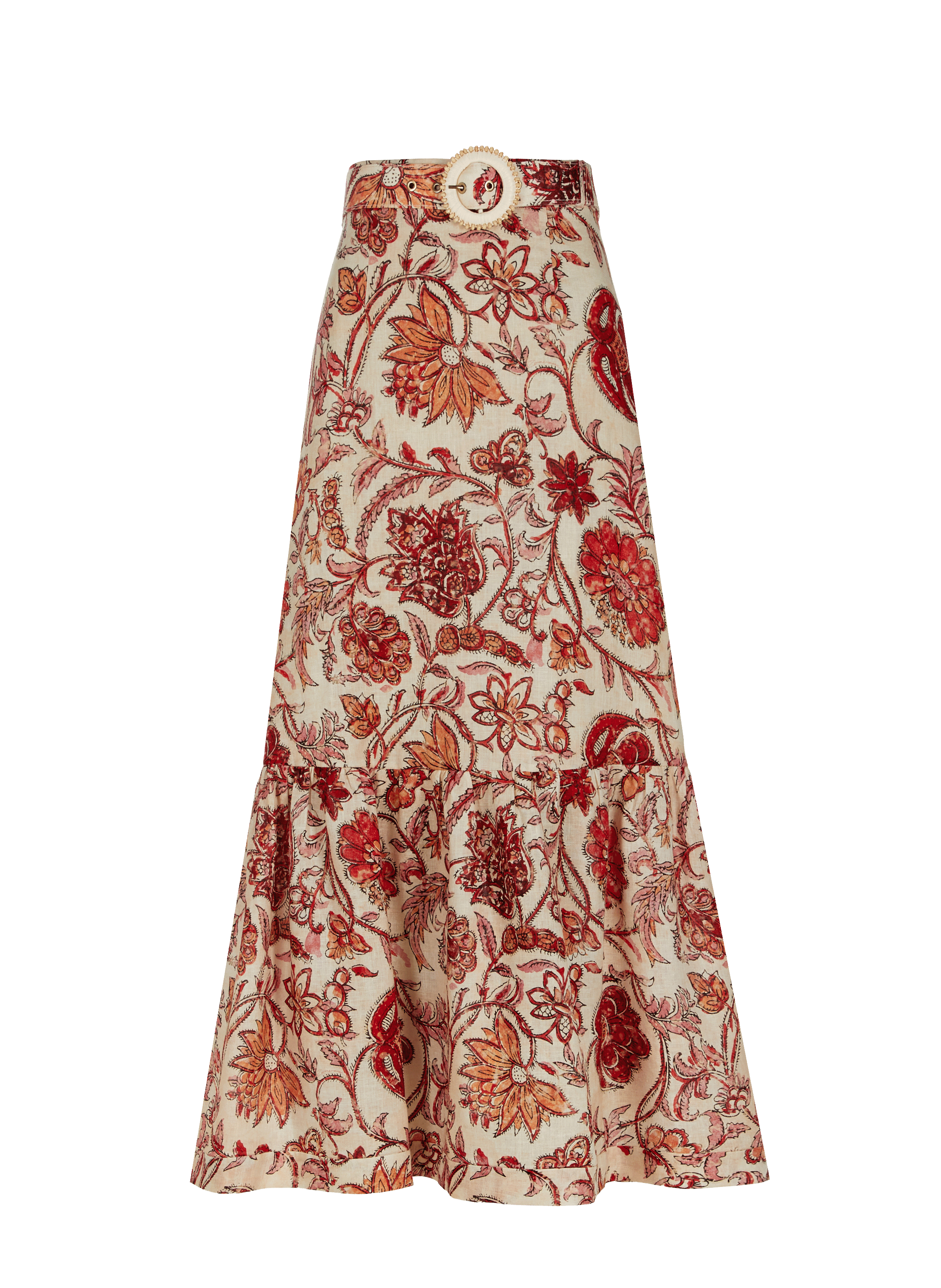 Jupe midi à imprimé en lin