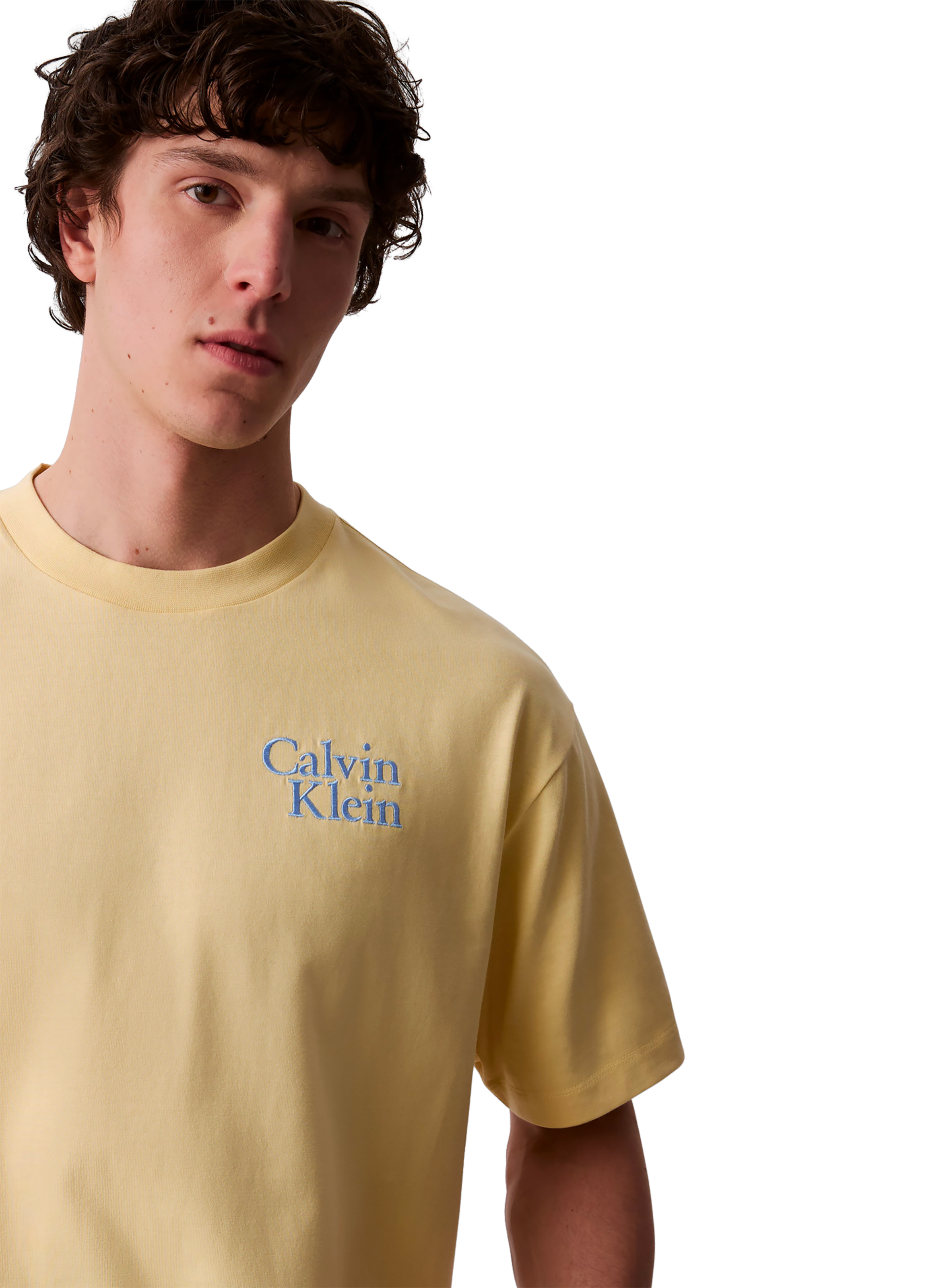 T-shirt col rond en coton CALVIN KLEIN Jaune