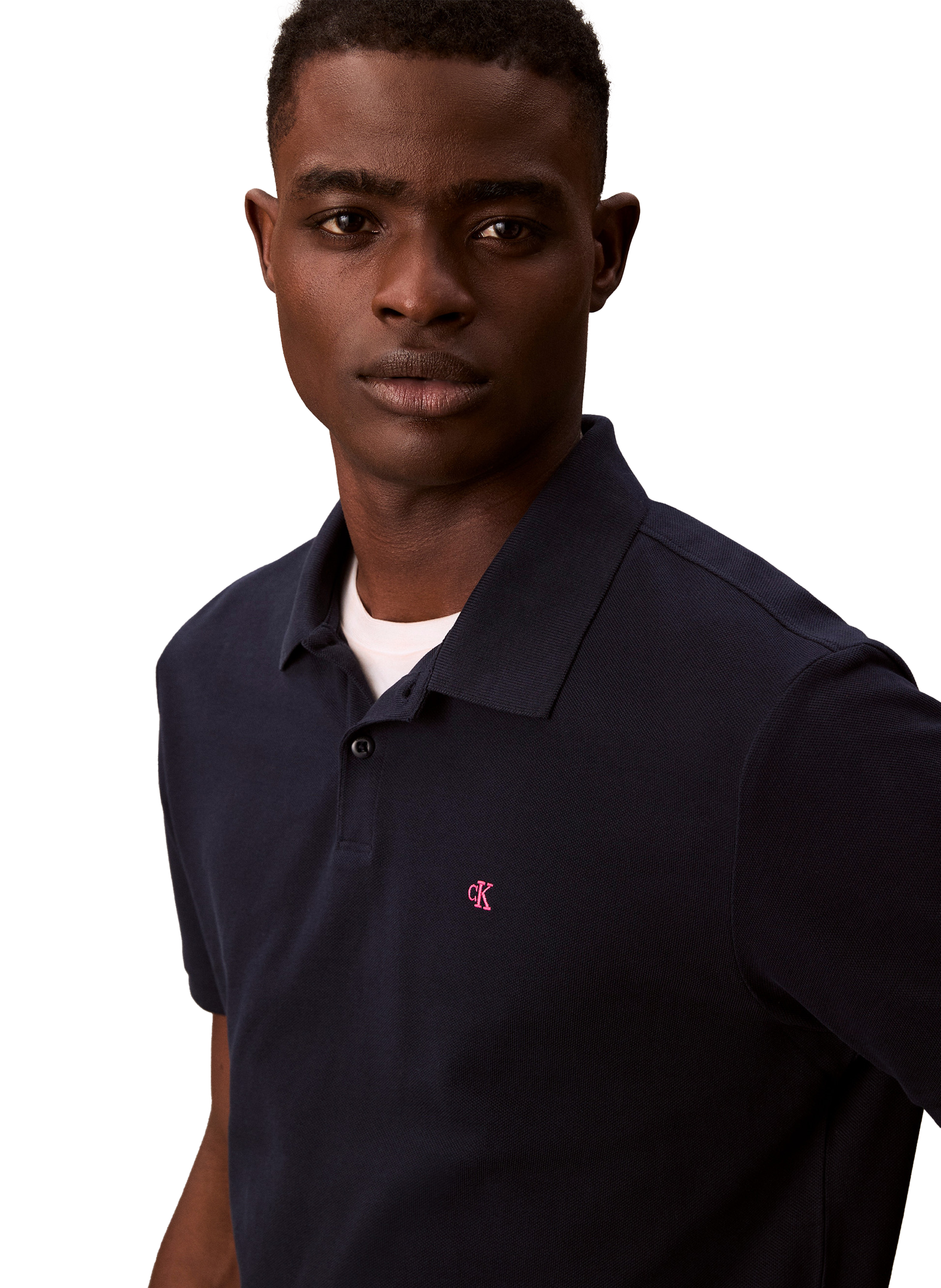 Polo manches courtes en coton CALVIN KLEIN Bleu