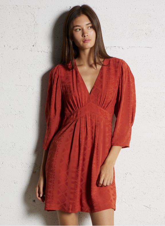 Robe courte col v isilda Rouge by BA&SH BA&SH Robe courte col v isilda Rouge