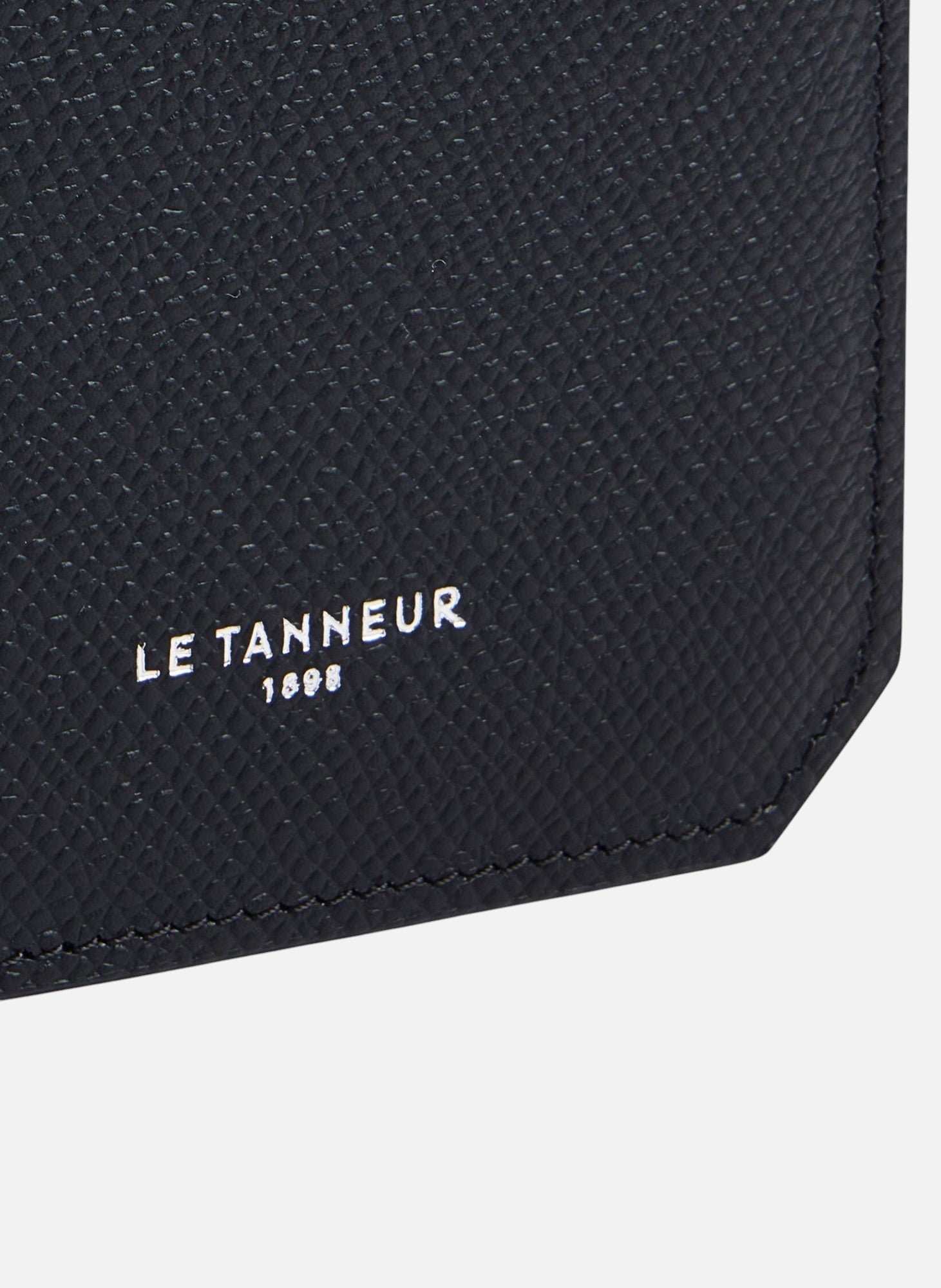 Portefeuille vertical 2 volets gaston en cuir grain croisé LE TANNEUR Noir