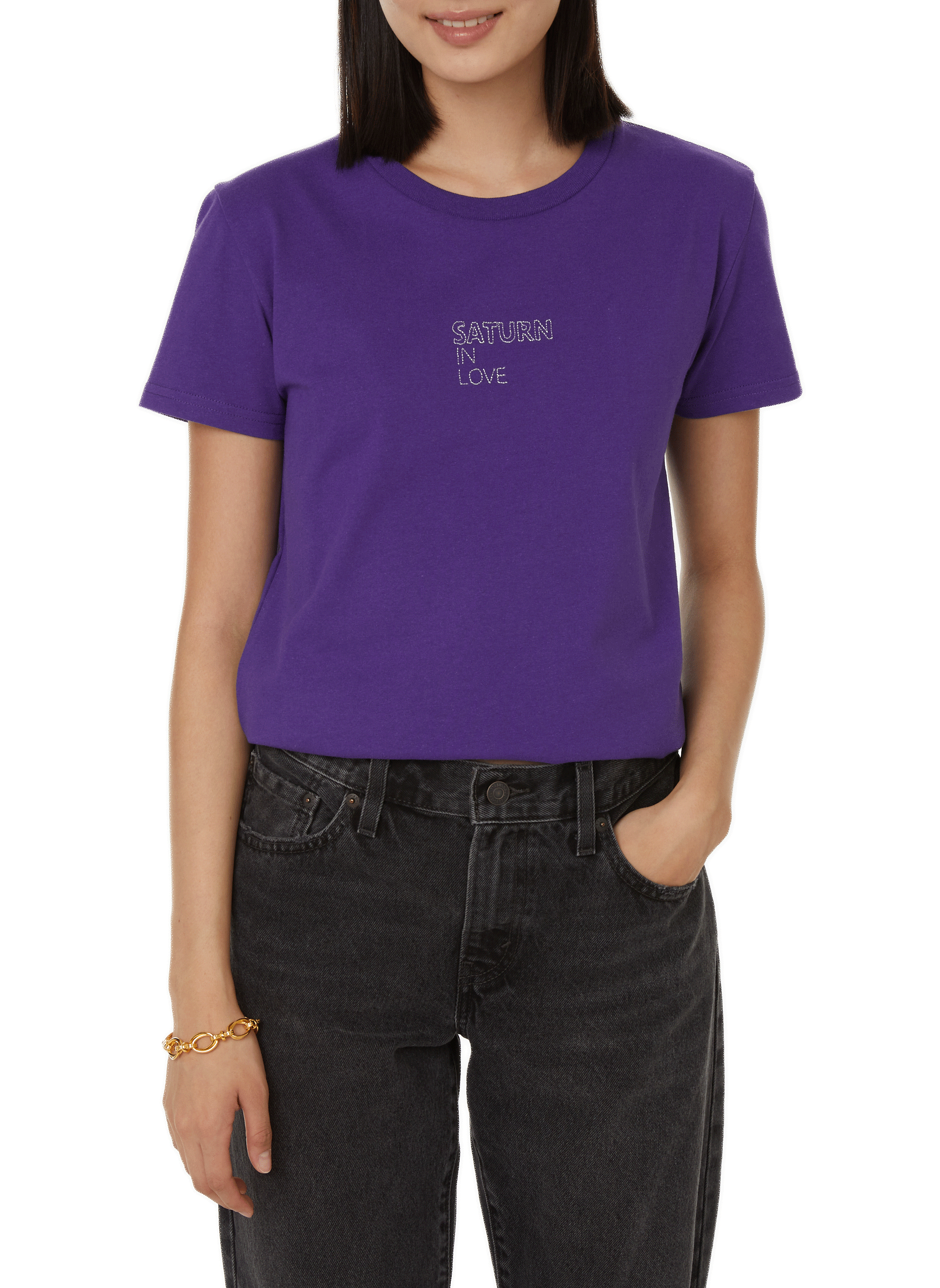 SAISON 1865 T-shirt à inscription brodée Violet