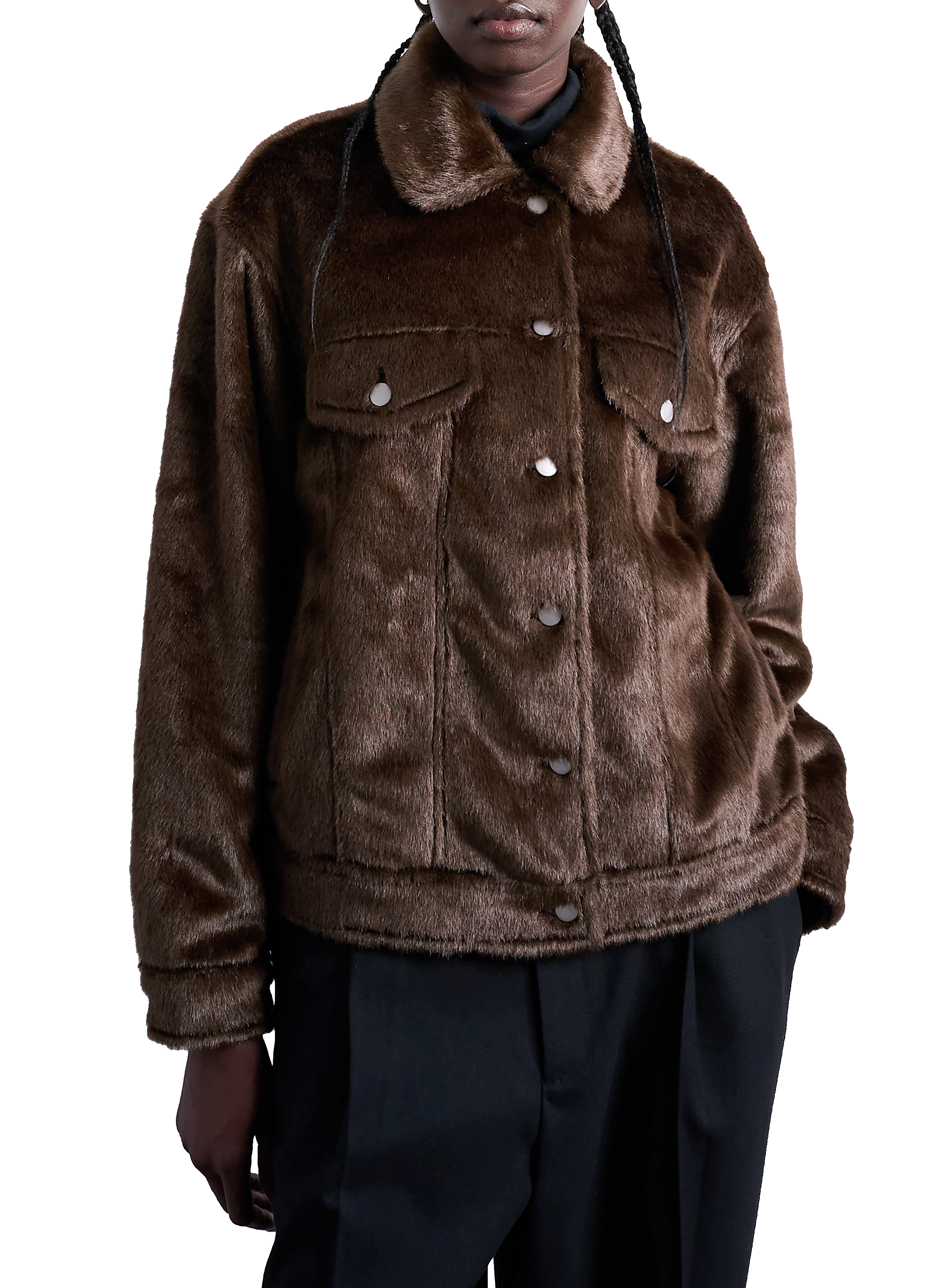 TOPSHOP Blouson en faussure fourrure Brown