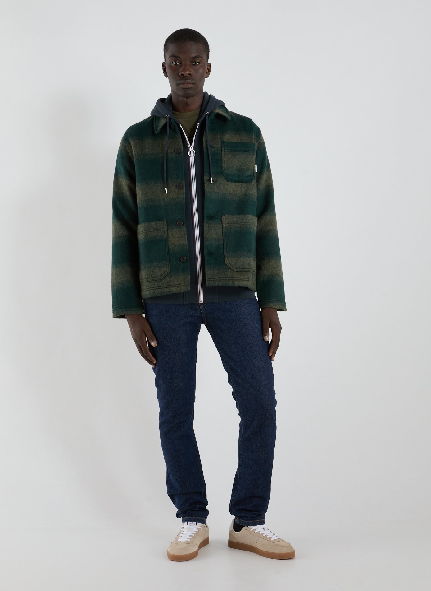 Wool-blend check jacket FAGUO Green