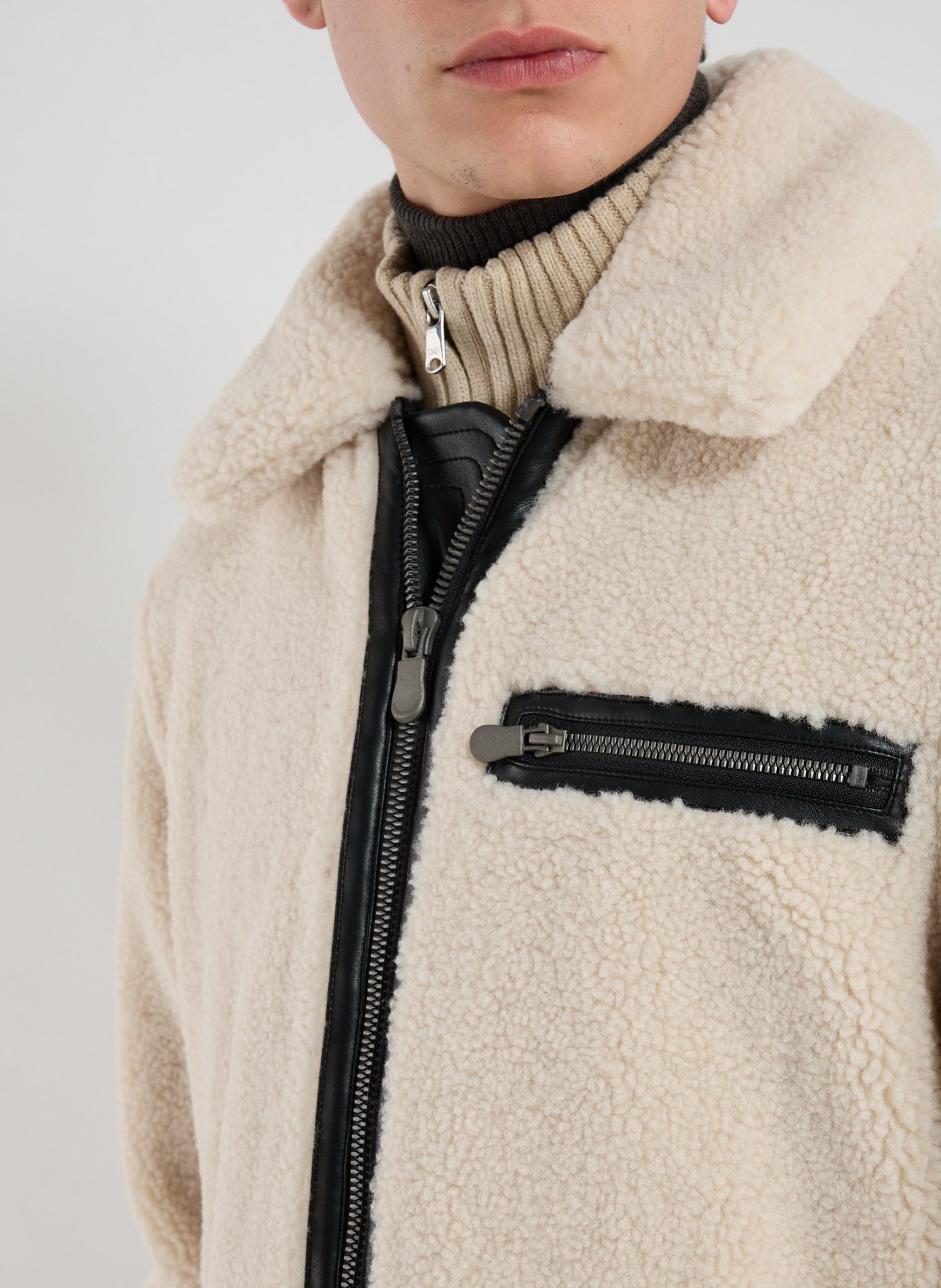 Veste droite shearling à col classique SAVE THE DUCK Beige