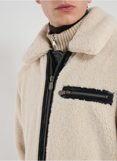 Veste droite shearling à col classique SAVE THE DUCK Veste droite shearling à col classique SAVE THE DUCK