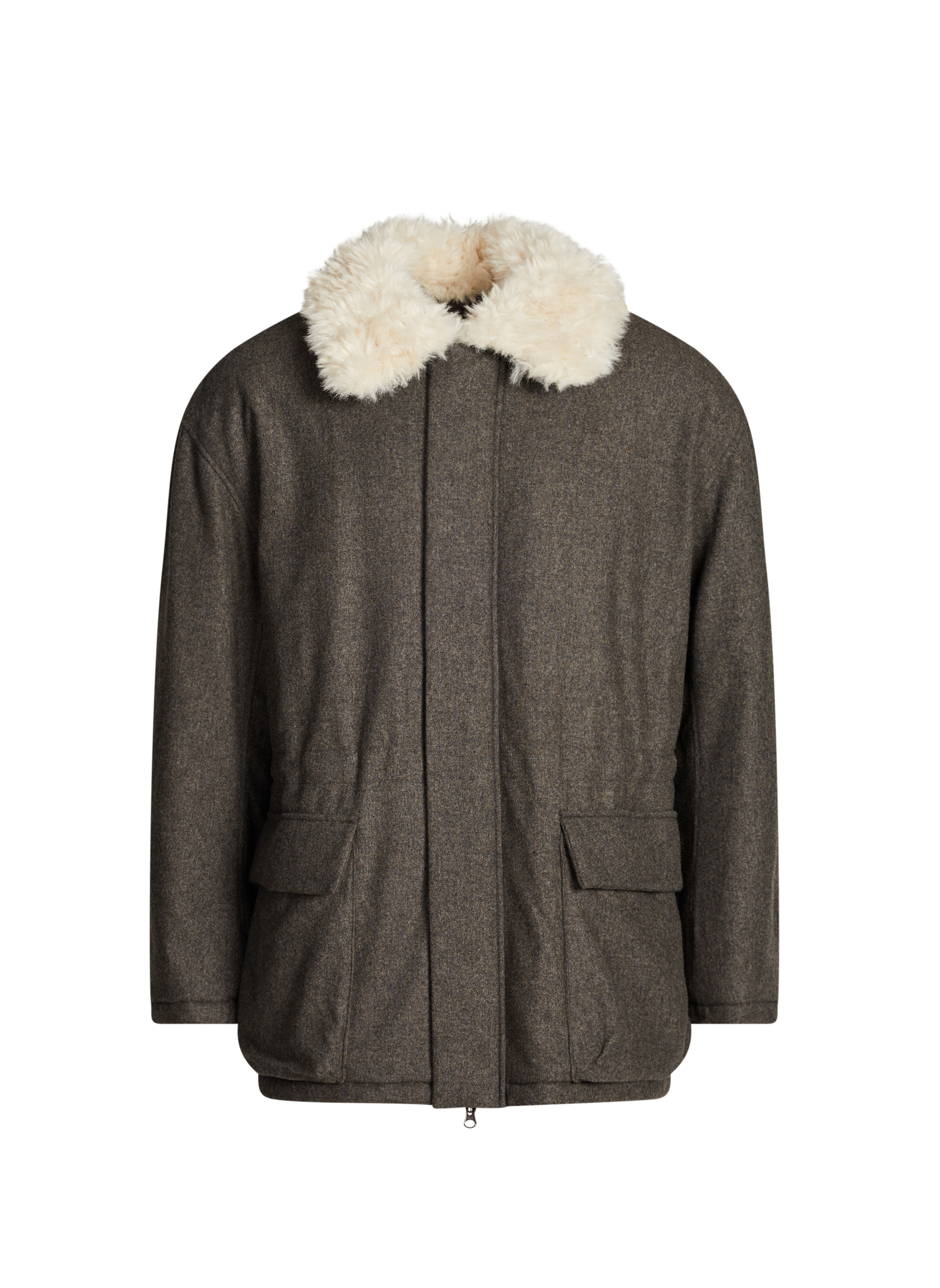 AMOMENTO Manteau doublé à col classique en laine mélangée Gris