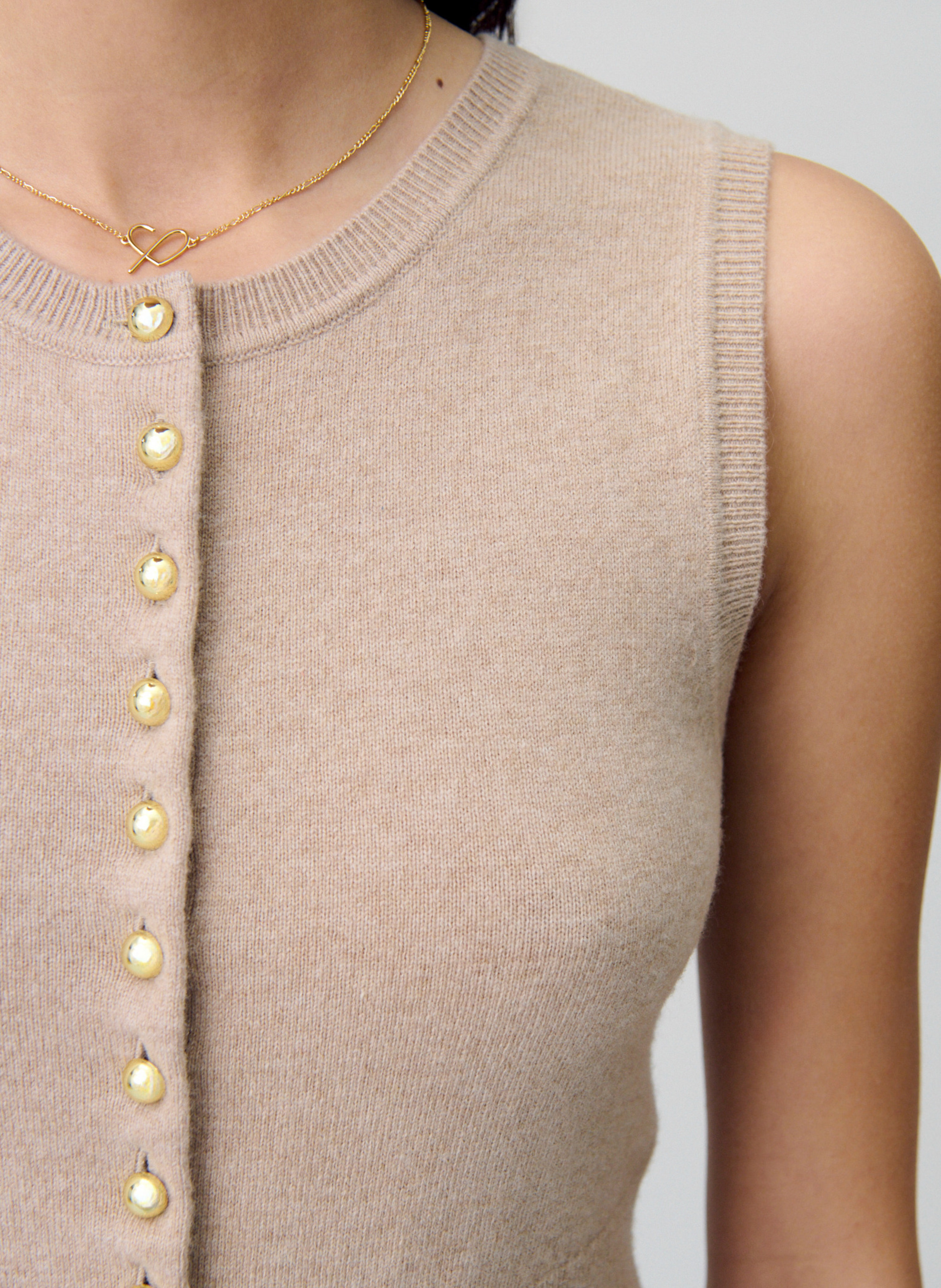 Top ajusté en laine CLAUDIE PIERLOT Beige