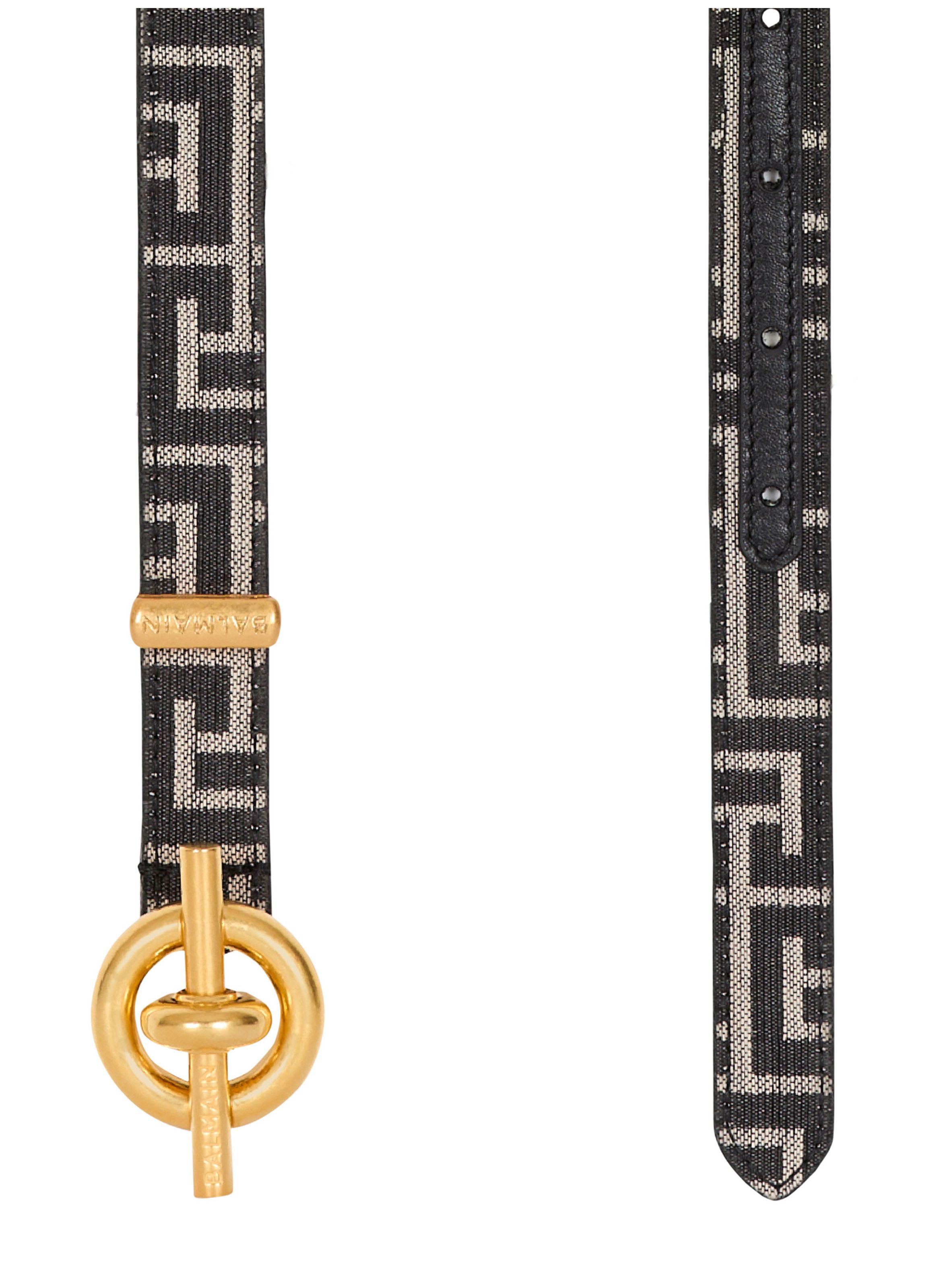 Ceinture t-bar en jacquard monogramme BALMAIN Noir