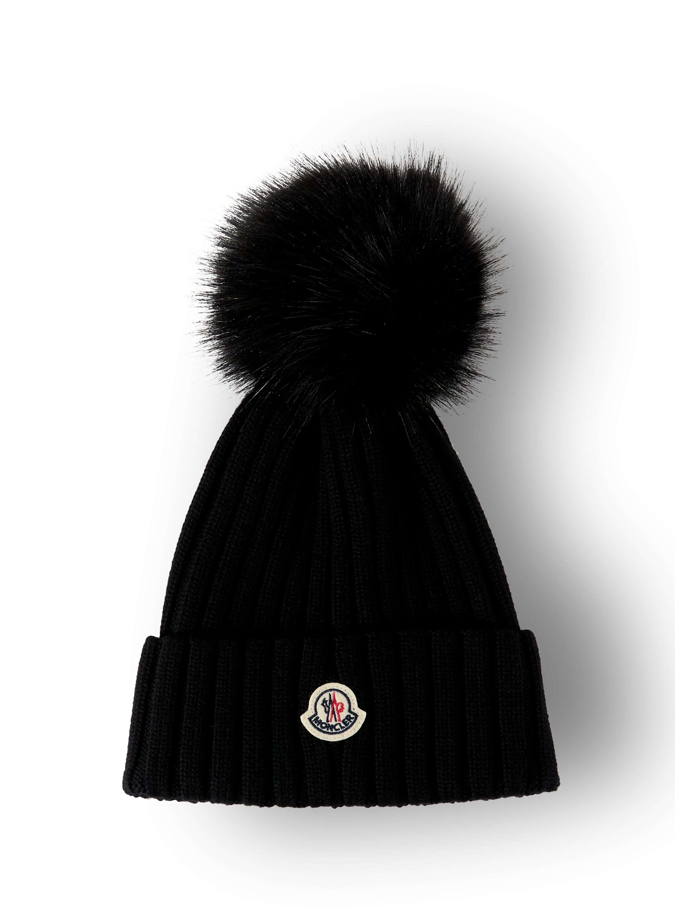 Pompom virgin wool blend beanie MONCLER Black