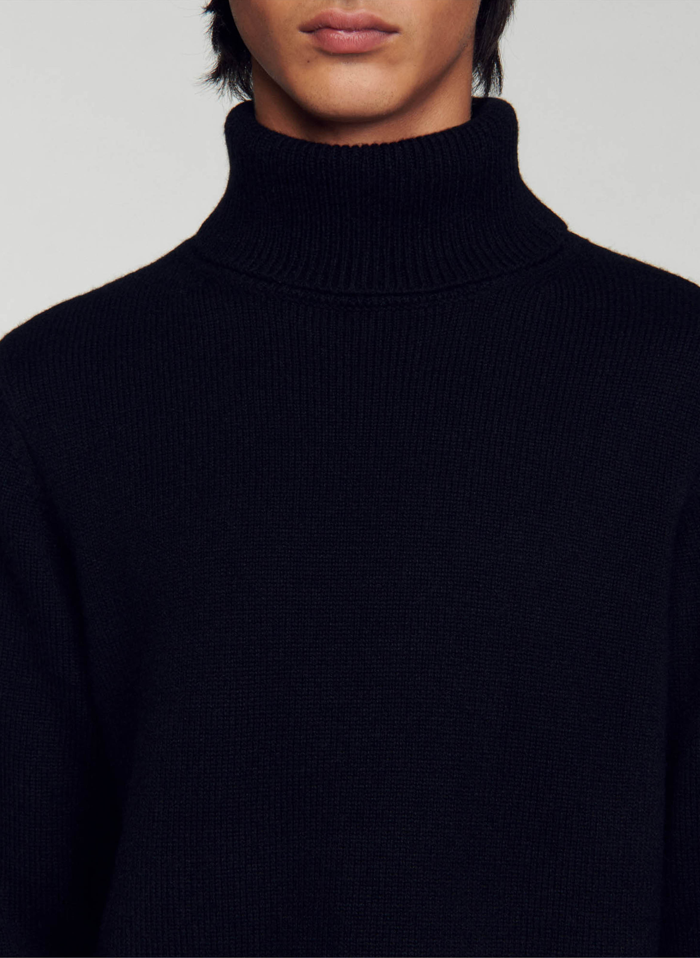 Pull droit col roulé en laine mélangée SANDRO Noir
