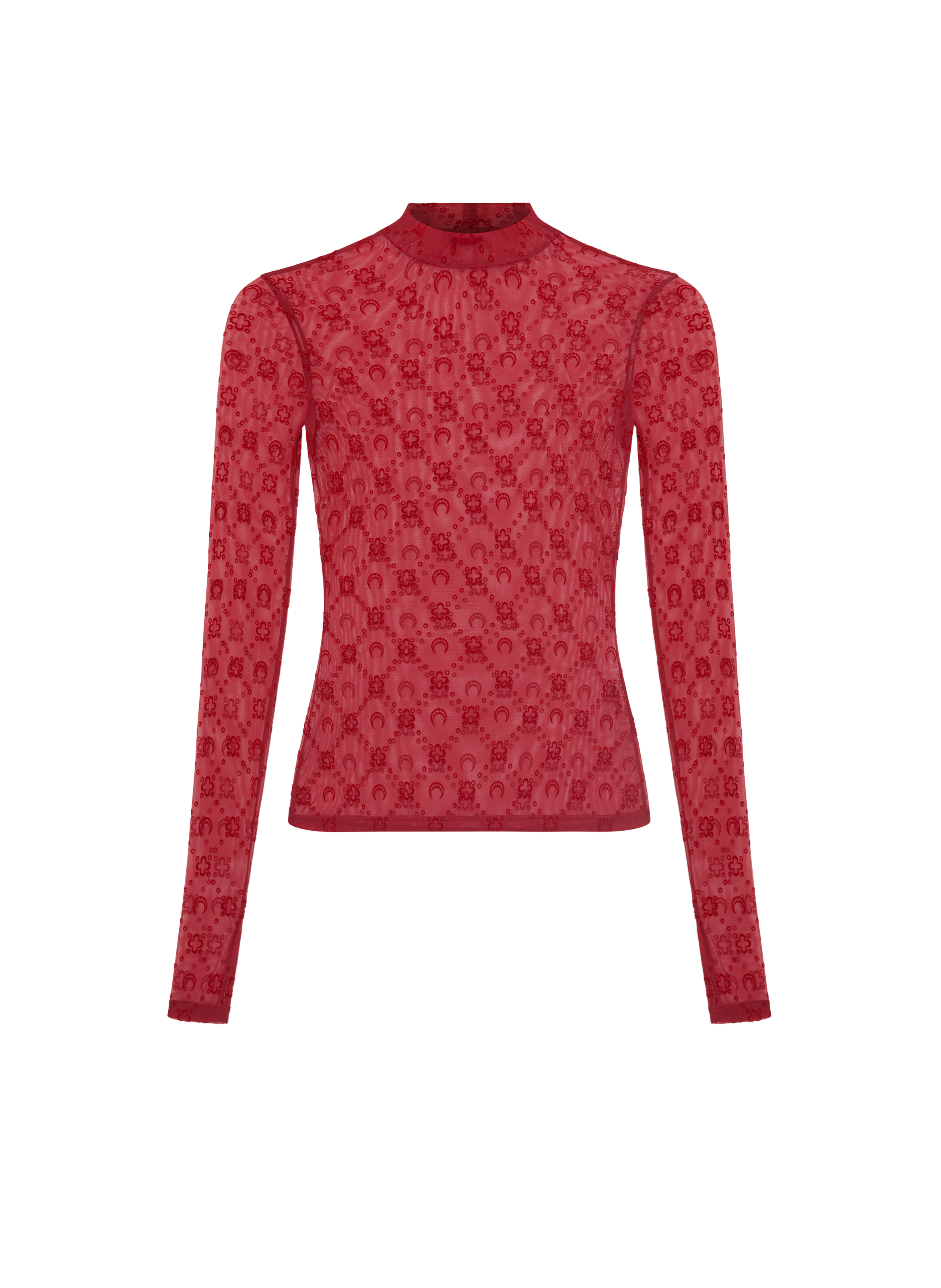 Top moonogram mesh floqué col montant manches longues MARINE SERRE Rouge