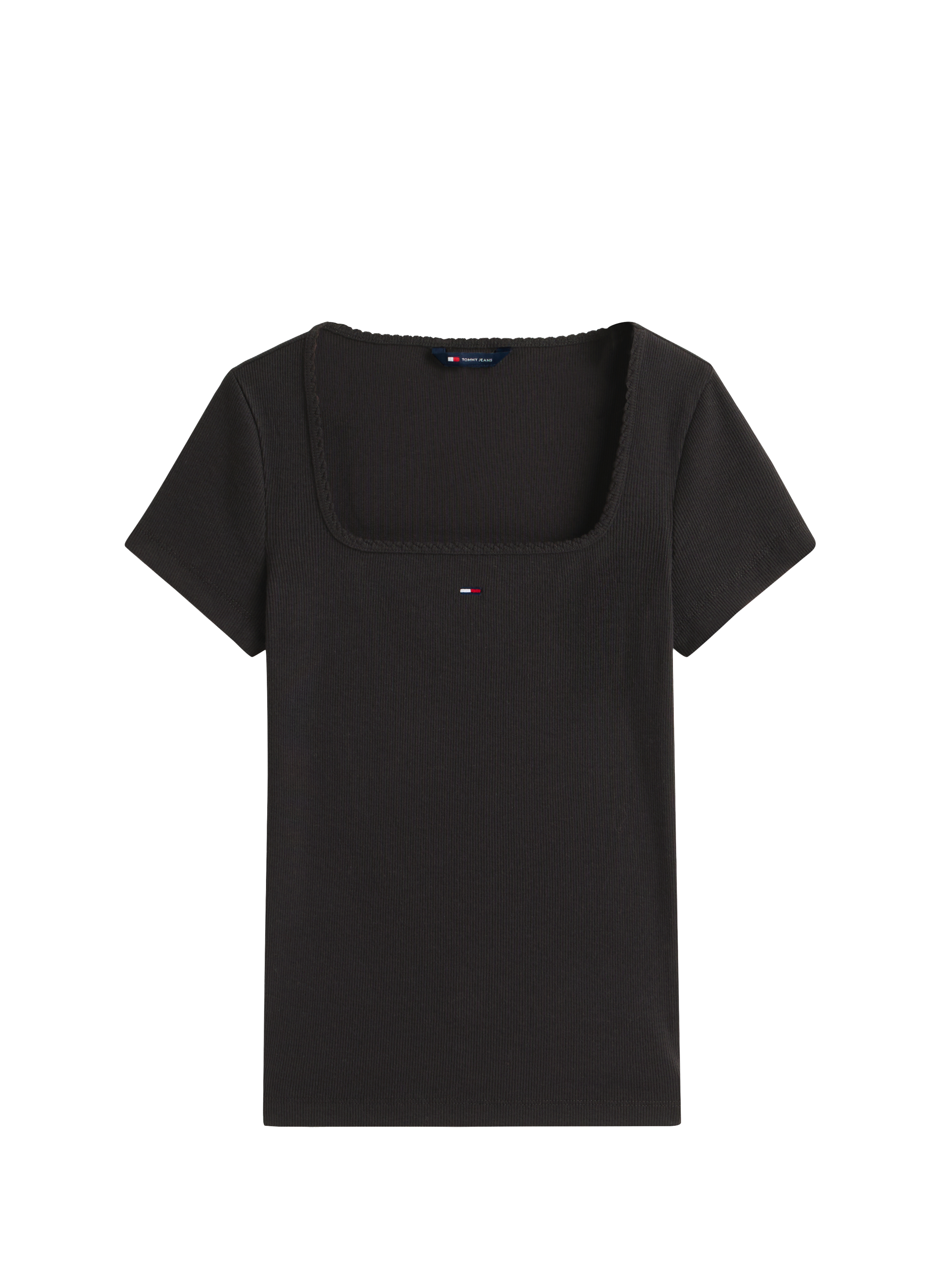 T-shirt côtelé en coton mélangé TOMMY HILFIGER Noir