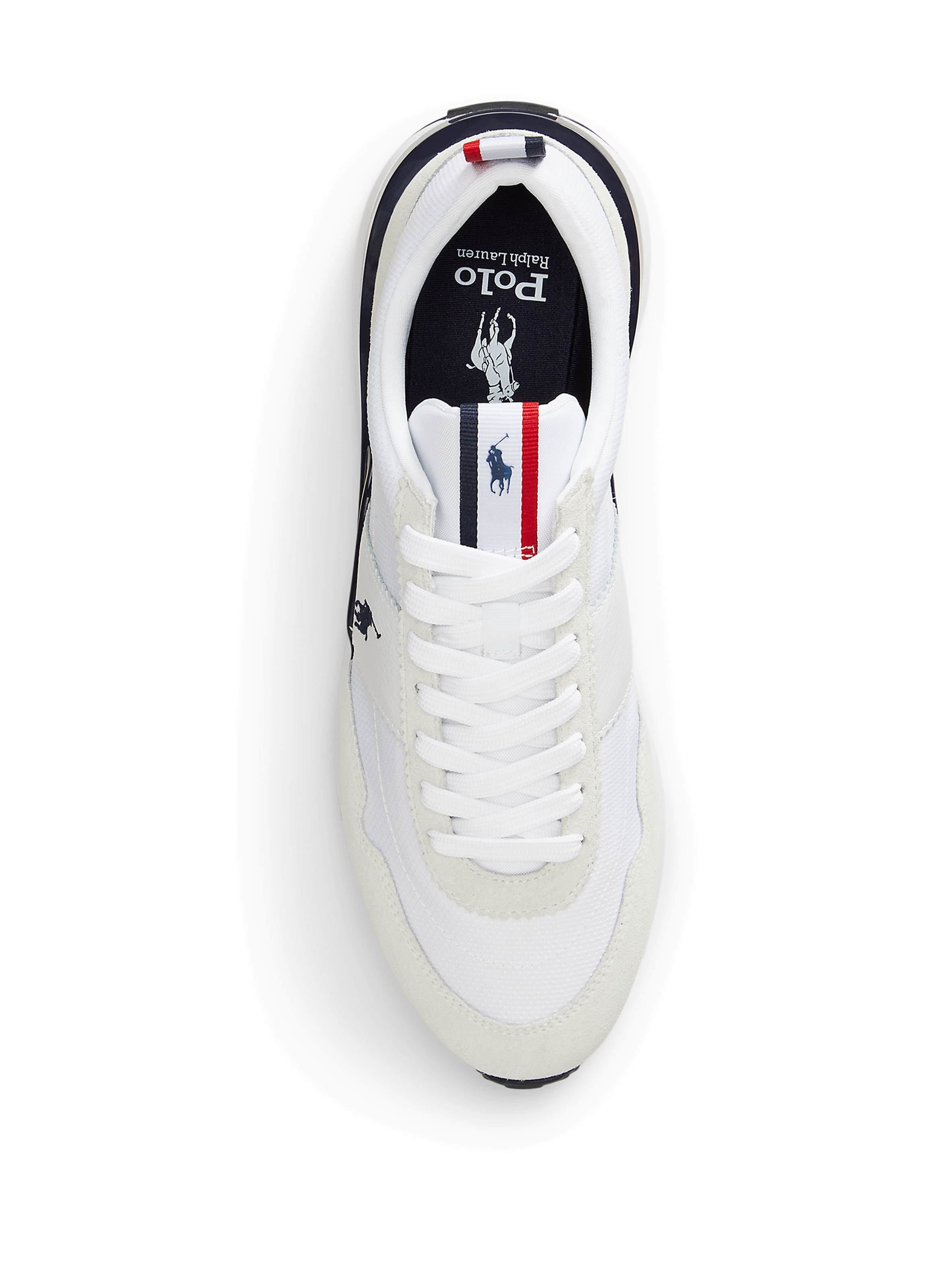 Baskets basses à logo en cuir de vache mélangé POLO RALPH LAUREN Blanc