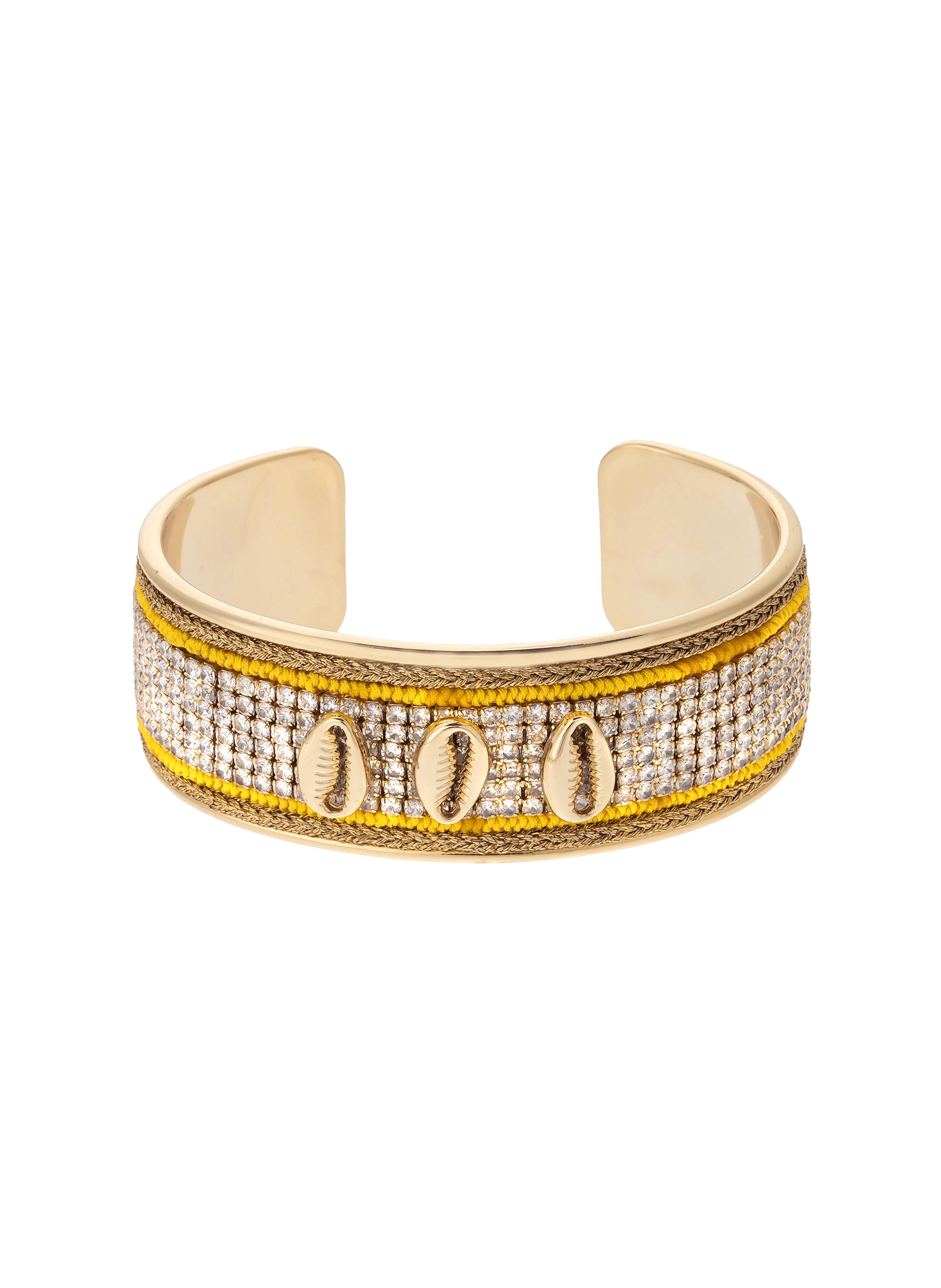 Bracelet jonc ajustable avec coquillages et strass diadema HIPANEMA Jaune