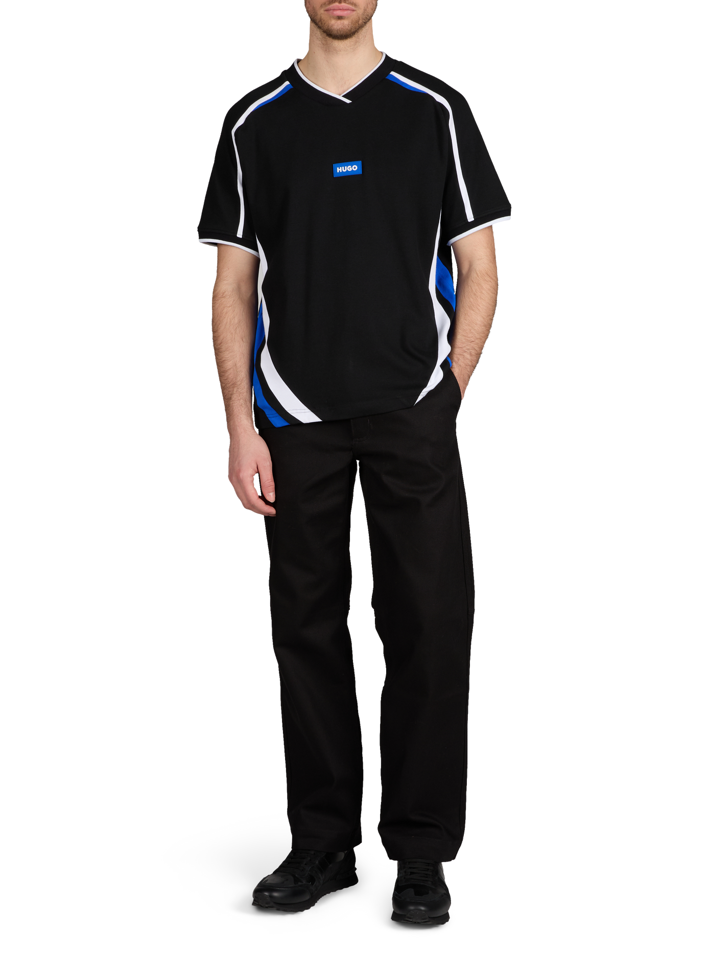 Oversized cotton blend t-shirt HUGO BLUE Black