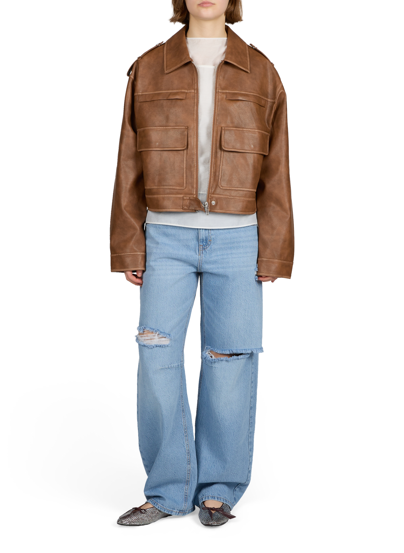 Top superposé Tsilvi en coton mélangé TOPSHOP Beige