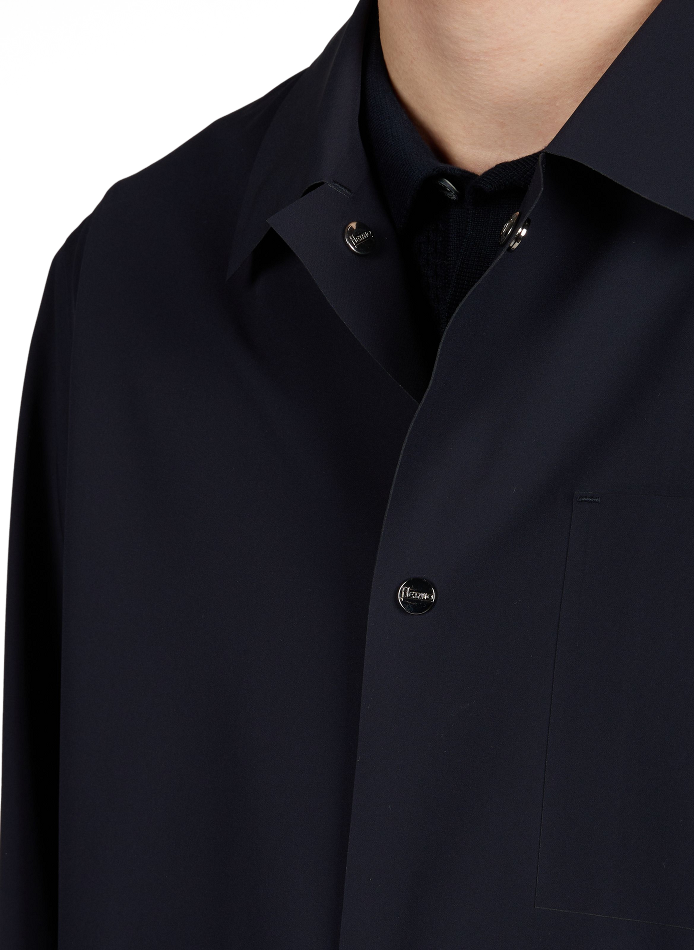 Jacket in solid color with classic collar HERNO Blue