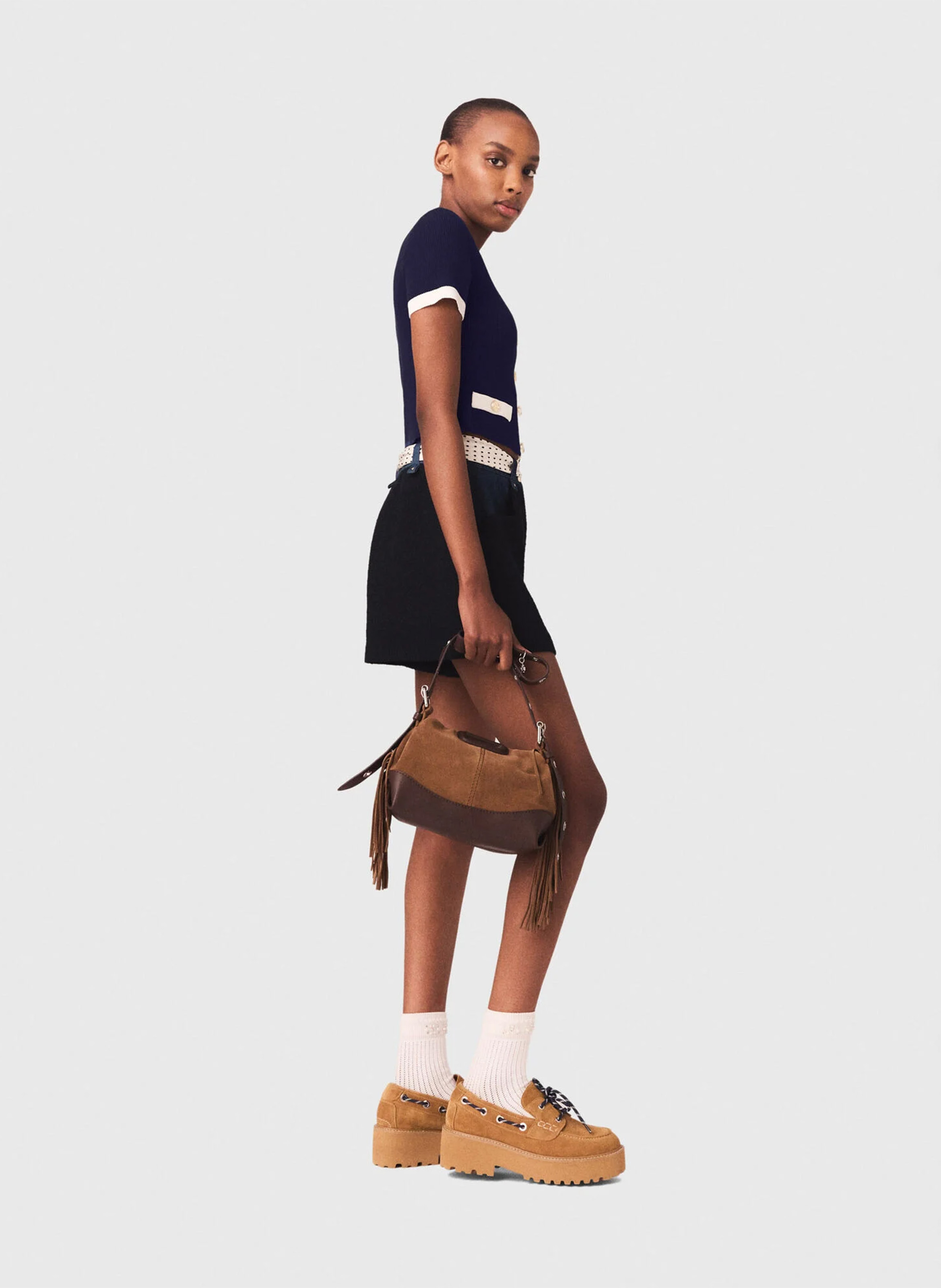 Gilet droit col rond MAJE Bleu