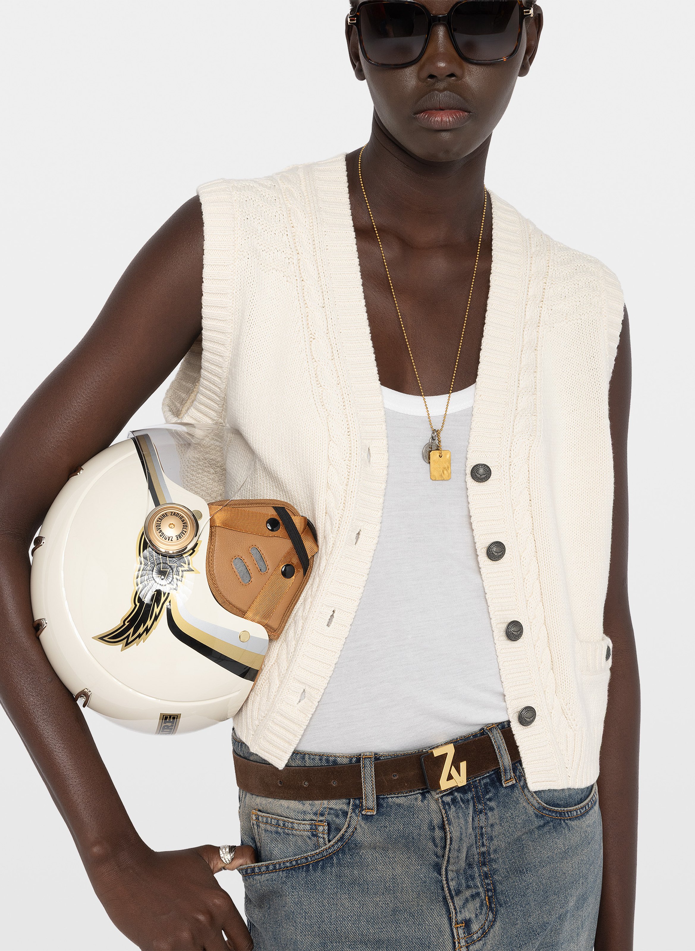 Cardigan droit en coton et laine mélangé mally ZADIG&VOLTAIRE Beige